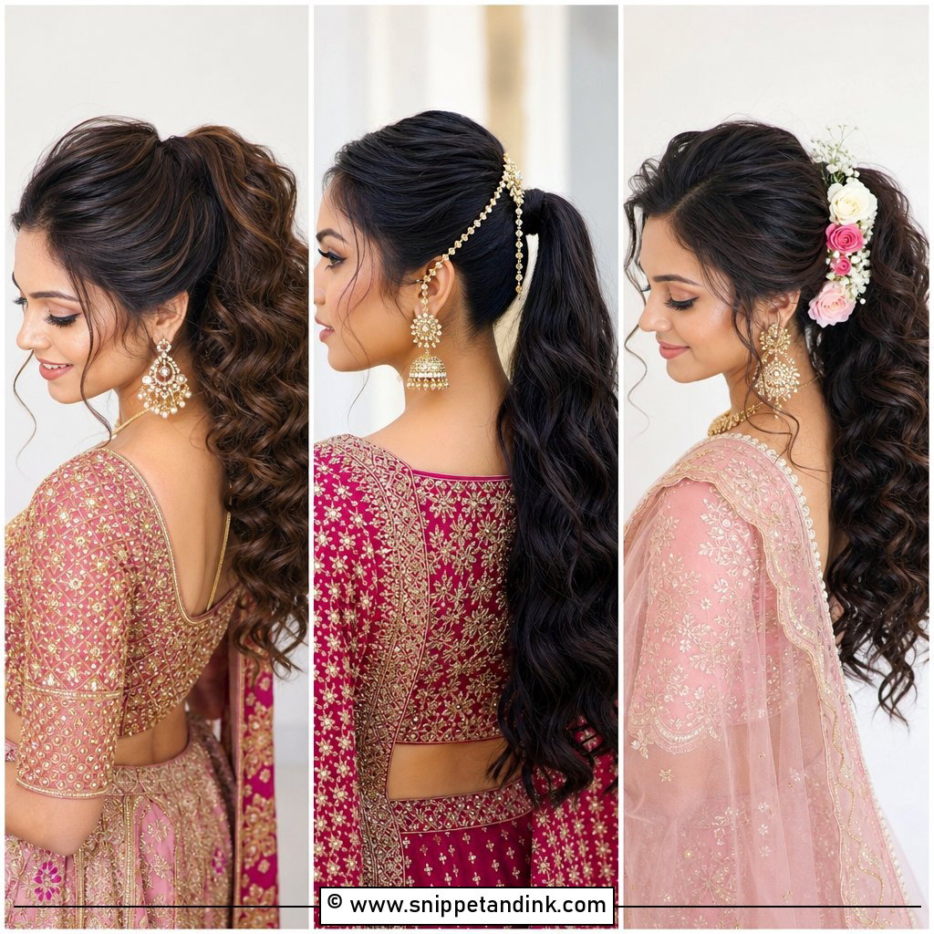 15 Indian Wedding High Pony Hairstyles for Chic Brides