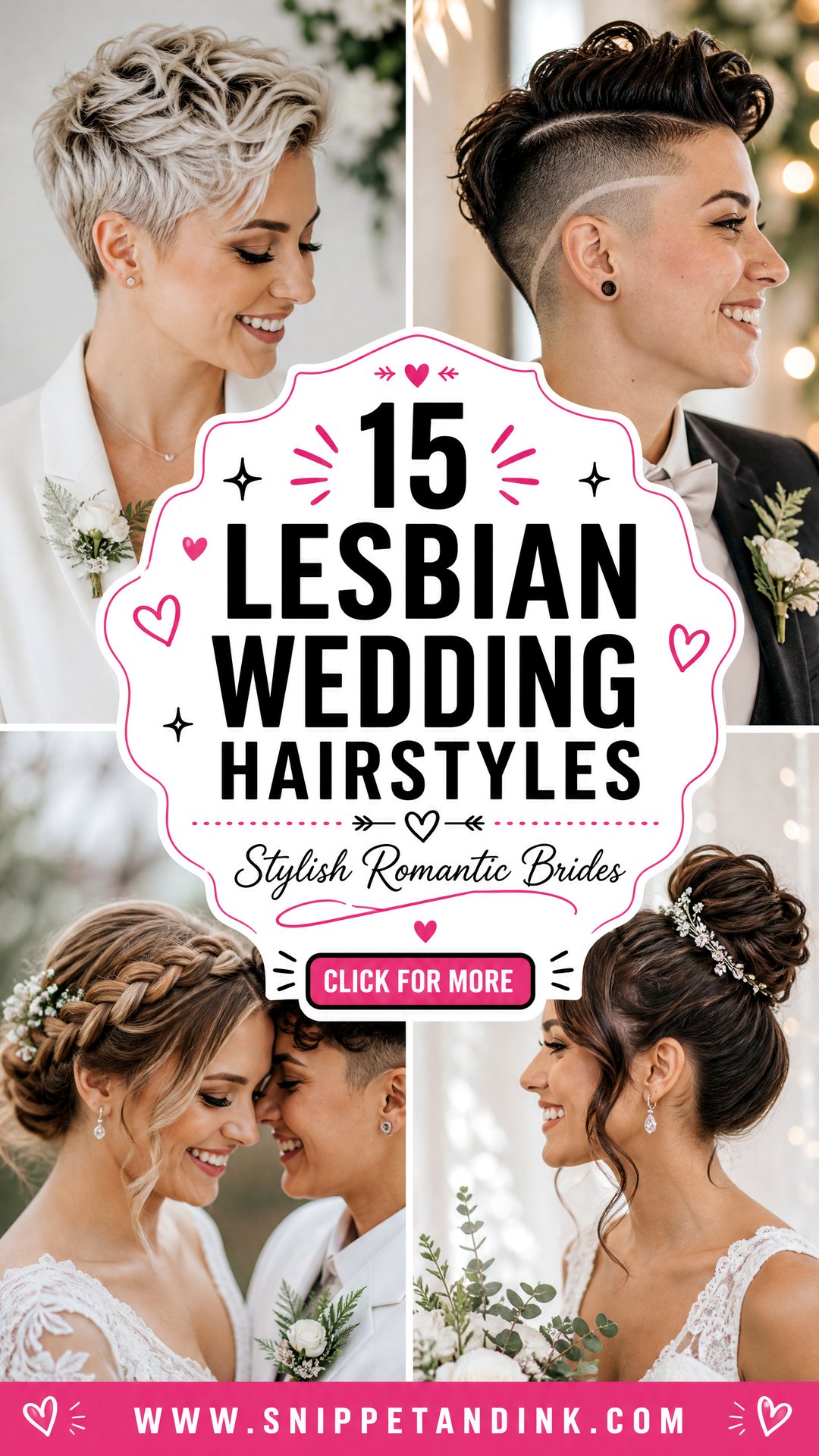 15 Lesbian Wedding Hairstyles for Stylish Romantic Brides - 15 Lesbian Wedding Hairstyles for Stylish, Romantic Brides