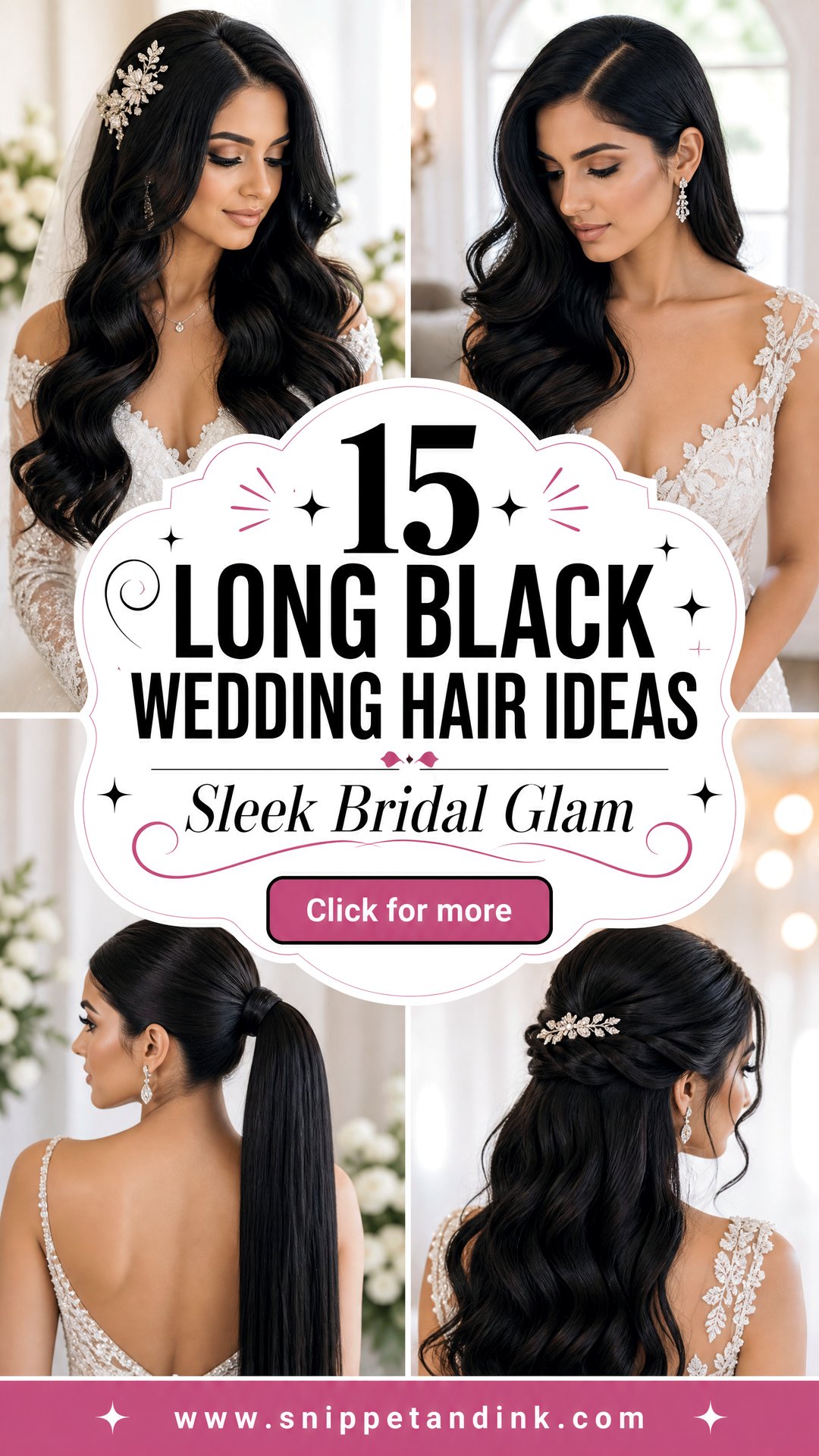 15 Long Black Wedding Hair Ideas for Sleek Bridal Glam - 15 Long Black Wedding Hair Ideas for Sleek Bridal Glam