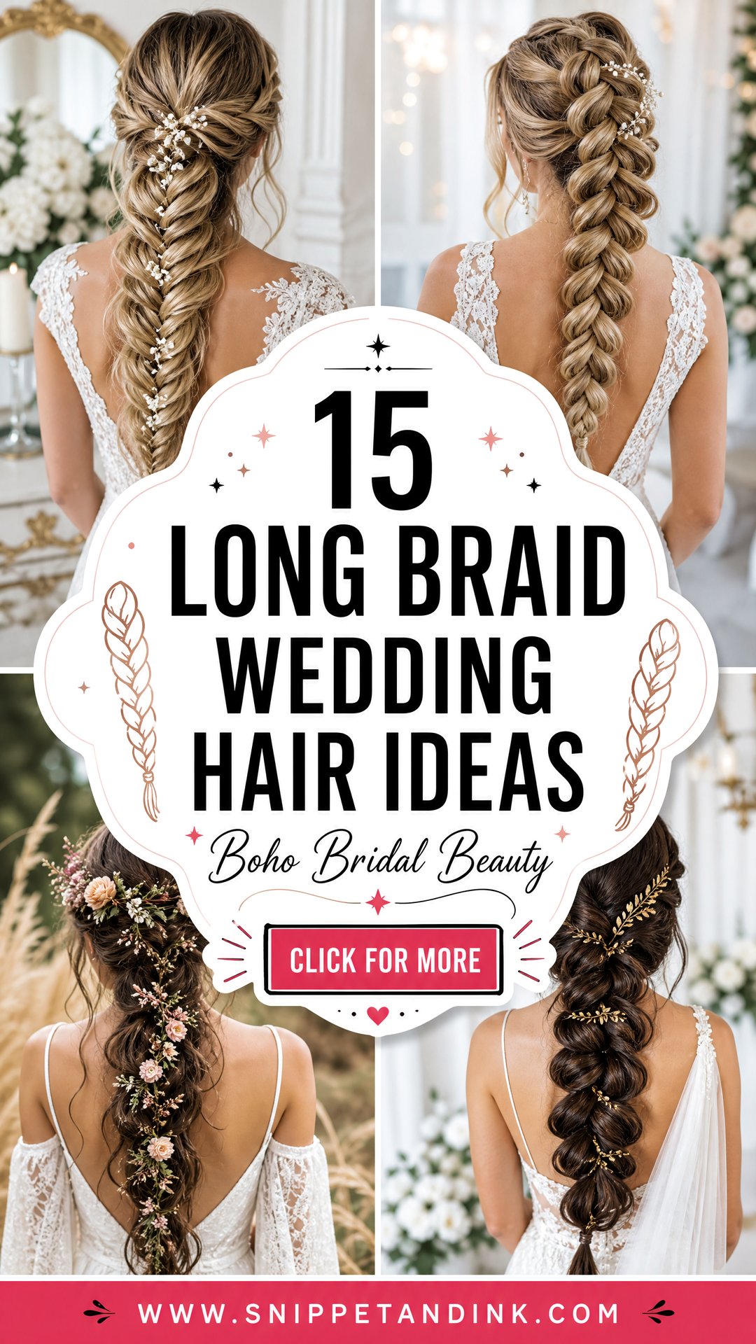 15 Long Braid Wedding Hair Ideas for Boho Bridal Beauty - 15 Long Braid Wedding Hair Ideas for Boho Bridal Beauty