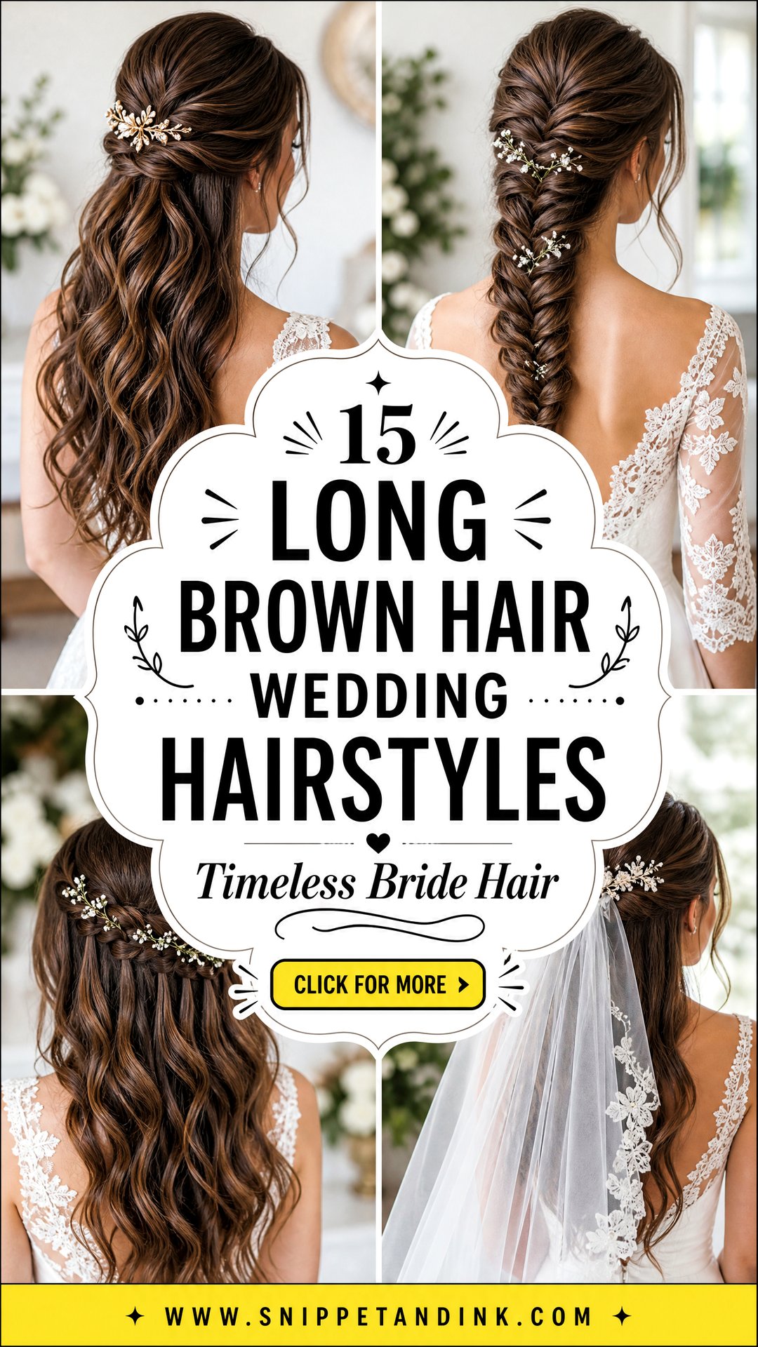 15 Long Brown Hair Wedding Hairstyles for Timeless Brides - 15 Long Brown Hair Wedding Hairstyles for Timeless Brides