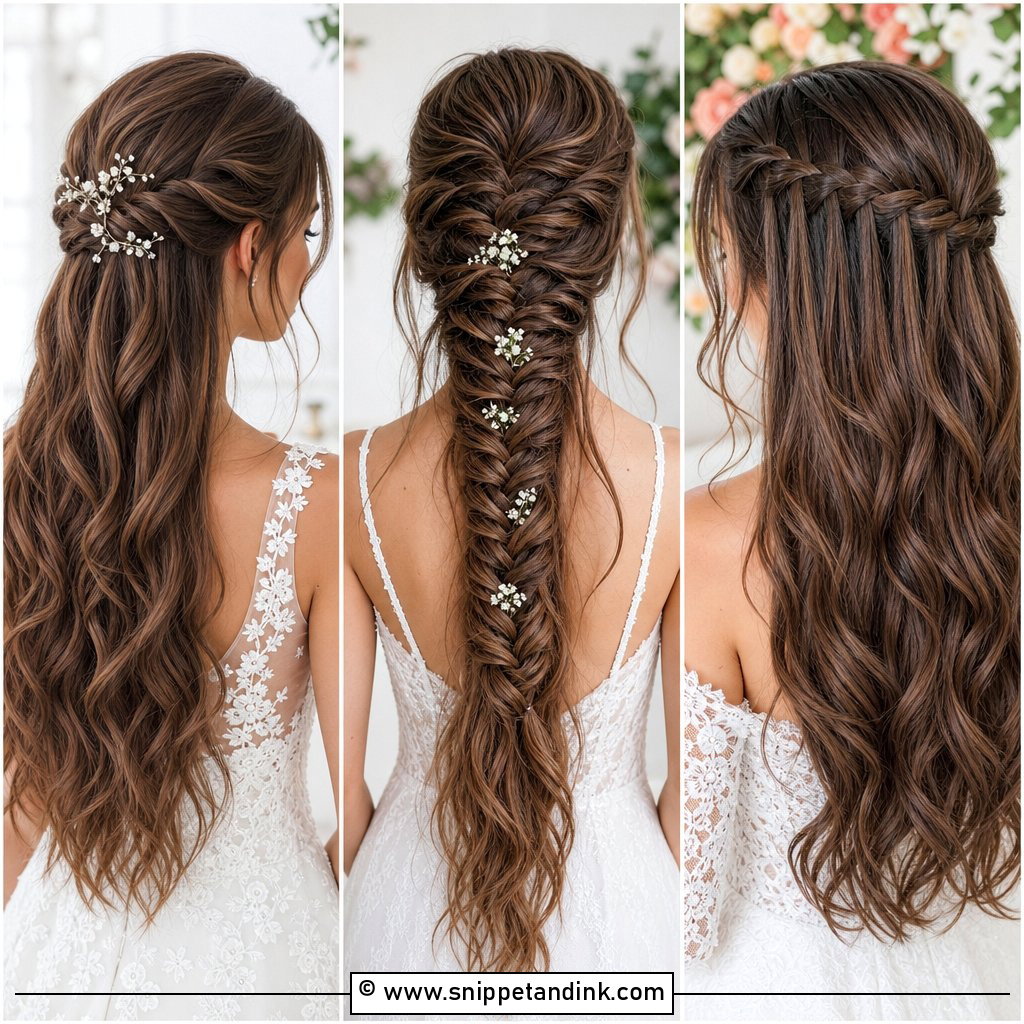 15 Long Brown Hair Wedding Hairstyles for Timeless Brides
