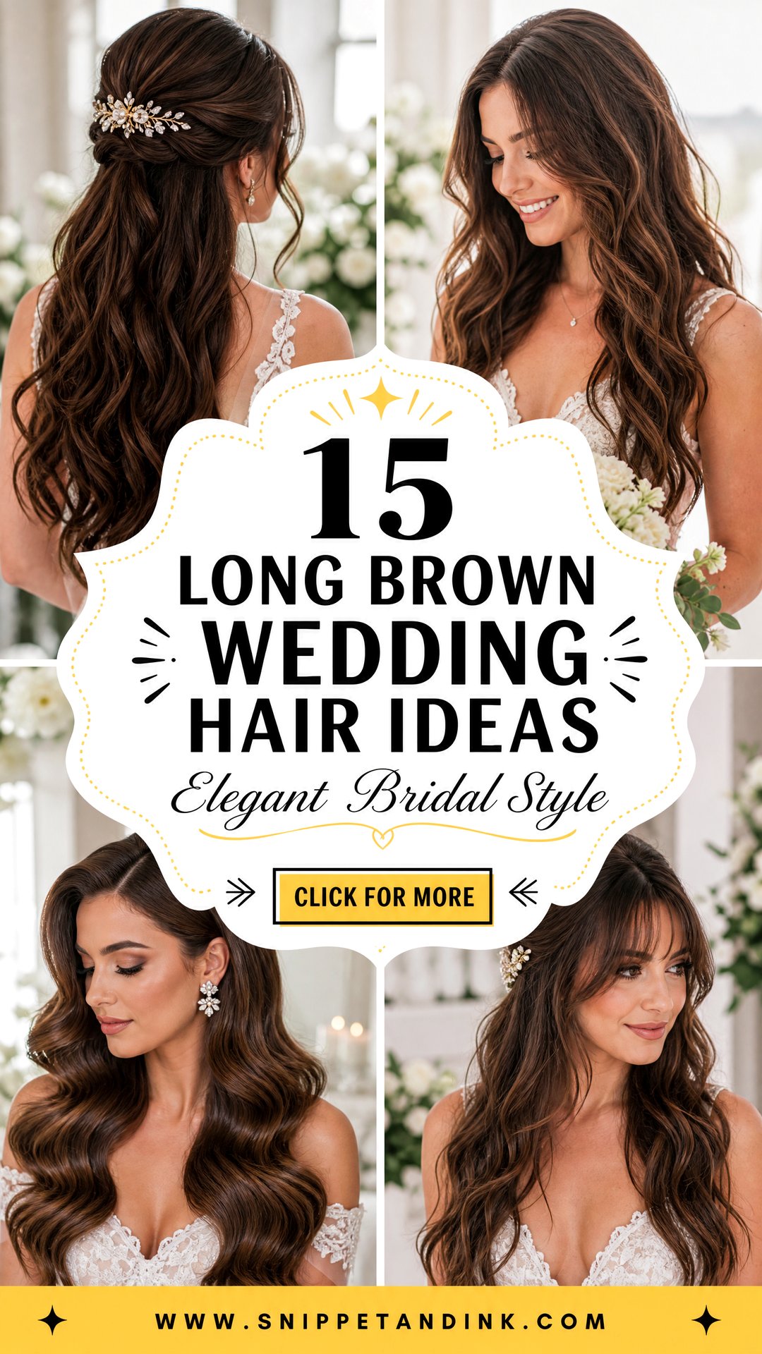 15 Long Brown Wedding Hair Ideas for Elegant Bridal Style - 15 Long Brown Wedding Hair Ideas for Elegant Bridal Style