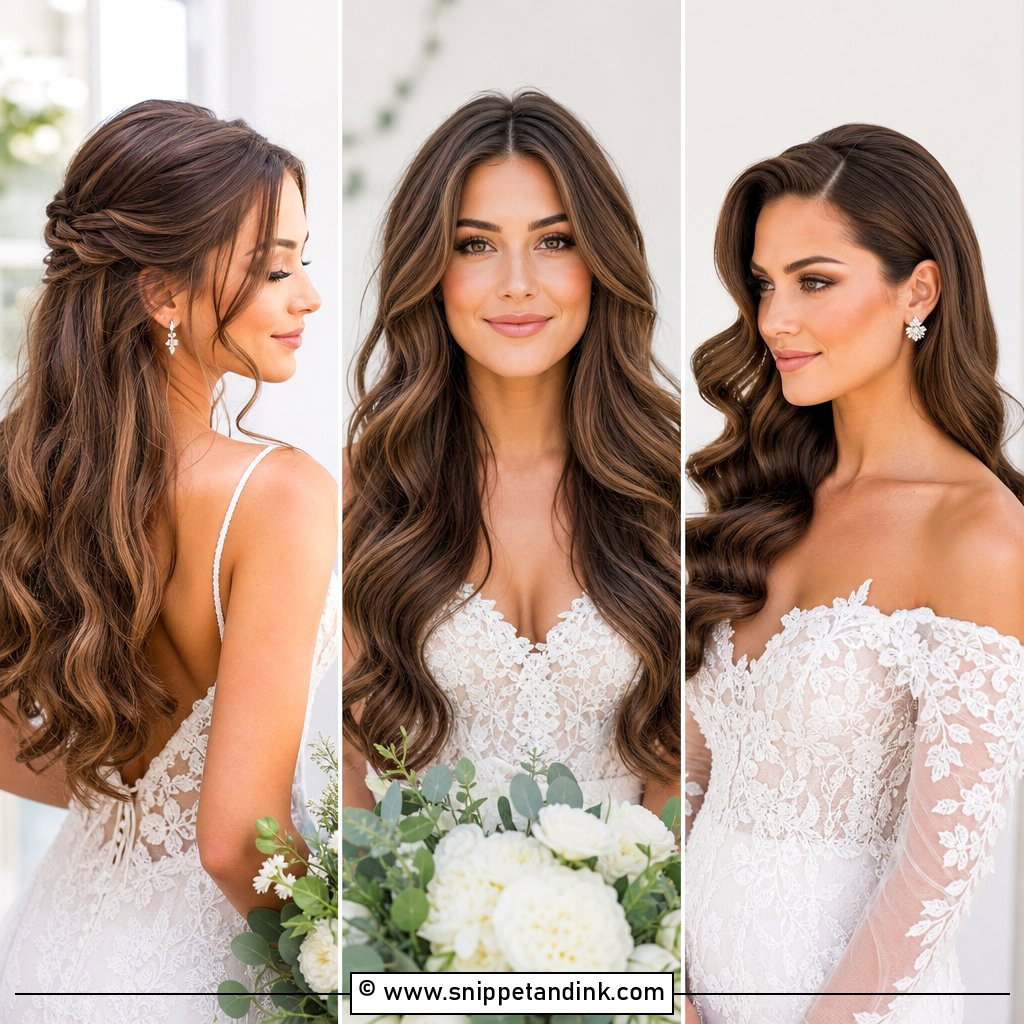 15 Long Brown Wedding Hair Ideas for Elegant Bridal Style