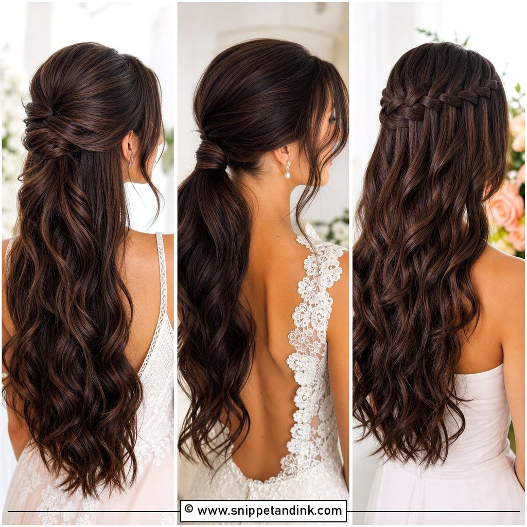 15 Long Brunette Wedding Hair Ideas for Romantic Brides