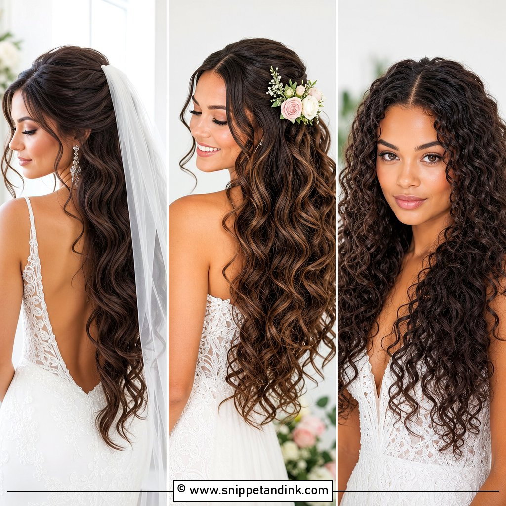15 Long Curled Wedding Hair Ideas for Romantic Glam