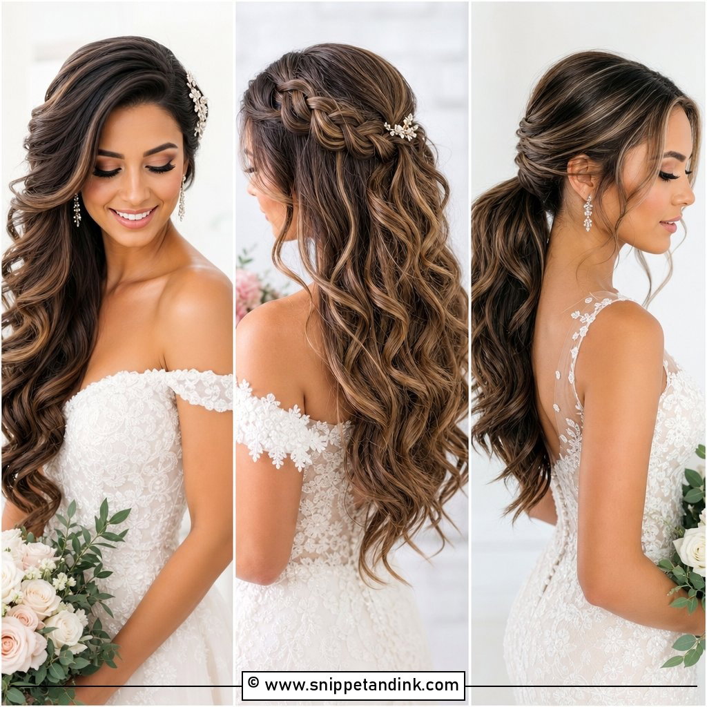 15 Long Hair Bridal Styles for a Romantic Wedding Look