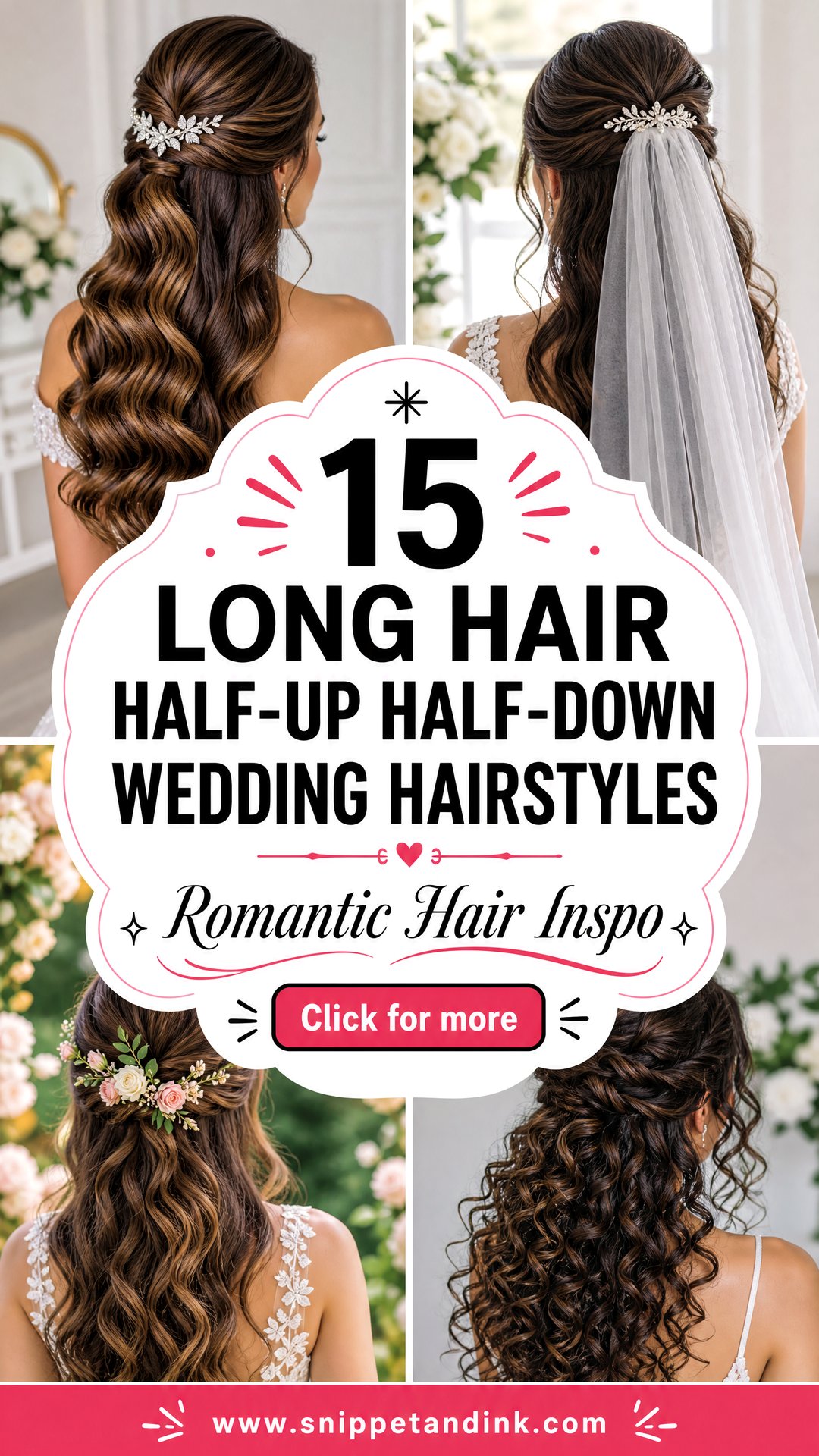 15 Long Hair Half-Up Half-Down Wedding Hairstyles - 15 Long Hair Half-Up Half-Down Wedding Hairstyles