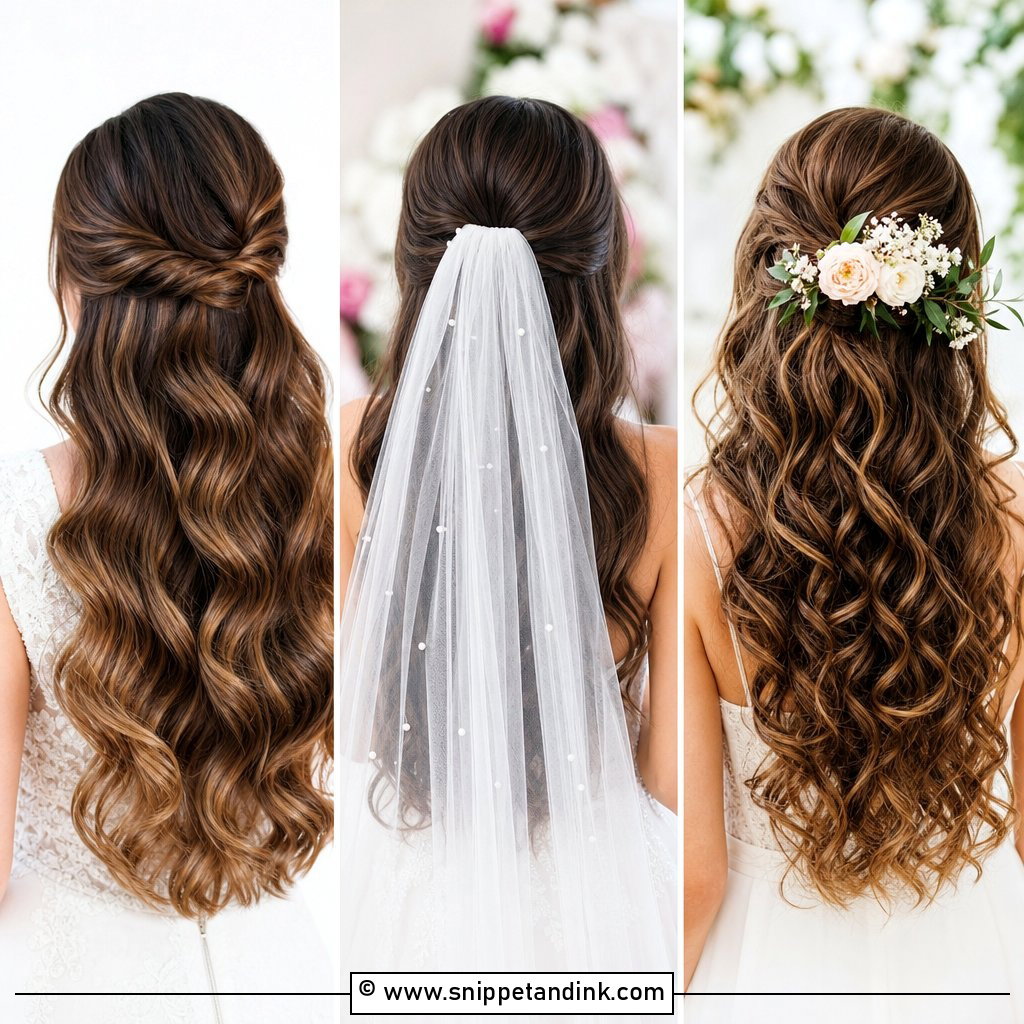 15 Long Hair Half-Up Half-Down Wedding Hairstyles