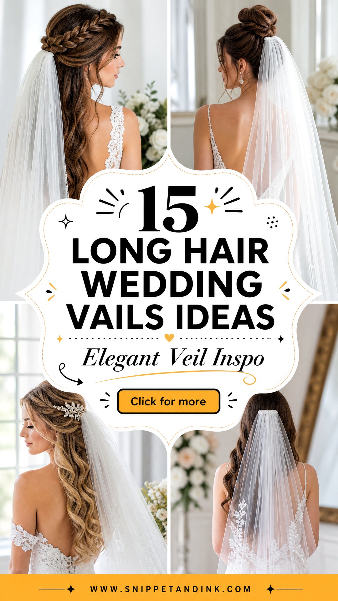 15 Long Hair Wedding Vails Ideas for Elegant Brides - 15 Long Hair Wedding Vails Ideas for Elegant Brides