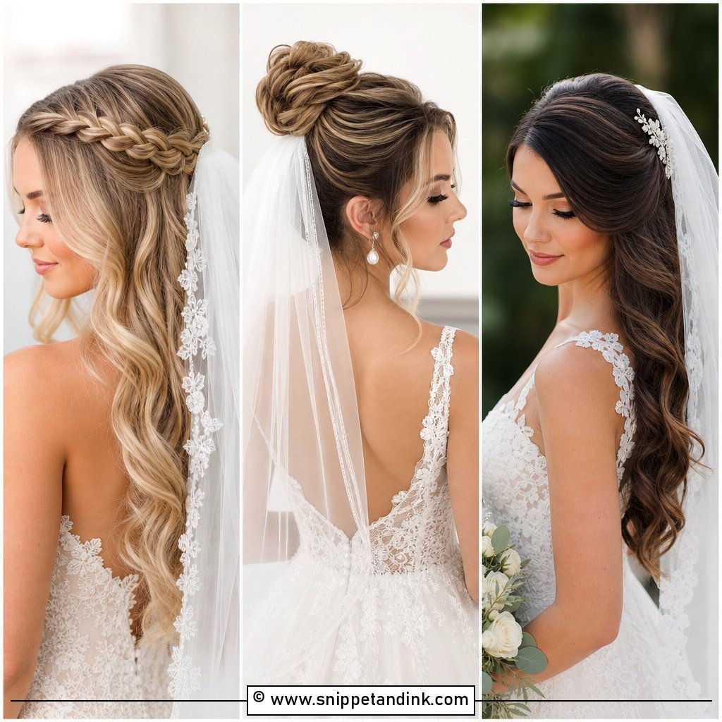 15 Long Hair Wedding Vails Ideas for Elegant Brides