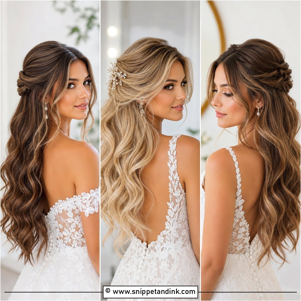 15 Long Half-Up Bridal Hair Ideas for Dreamy Weddings