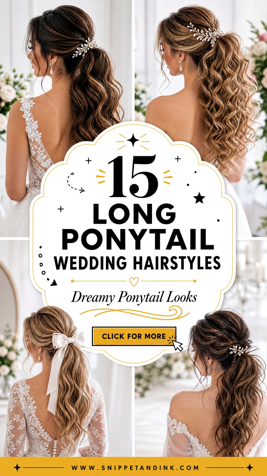 15 Long Ponytail Wedding Hairstyles for Romantic Brides - 15 Long Ponytail Wedding Hairstyles for Romantic Brides