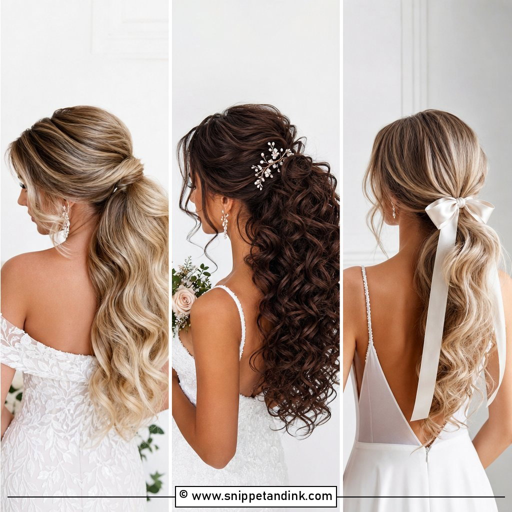 15 Long Ponytail Wedding Hairstyles for Romantic Brides