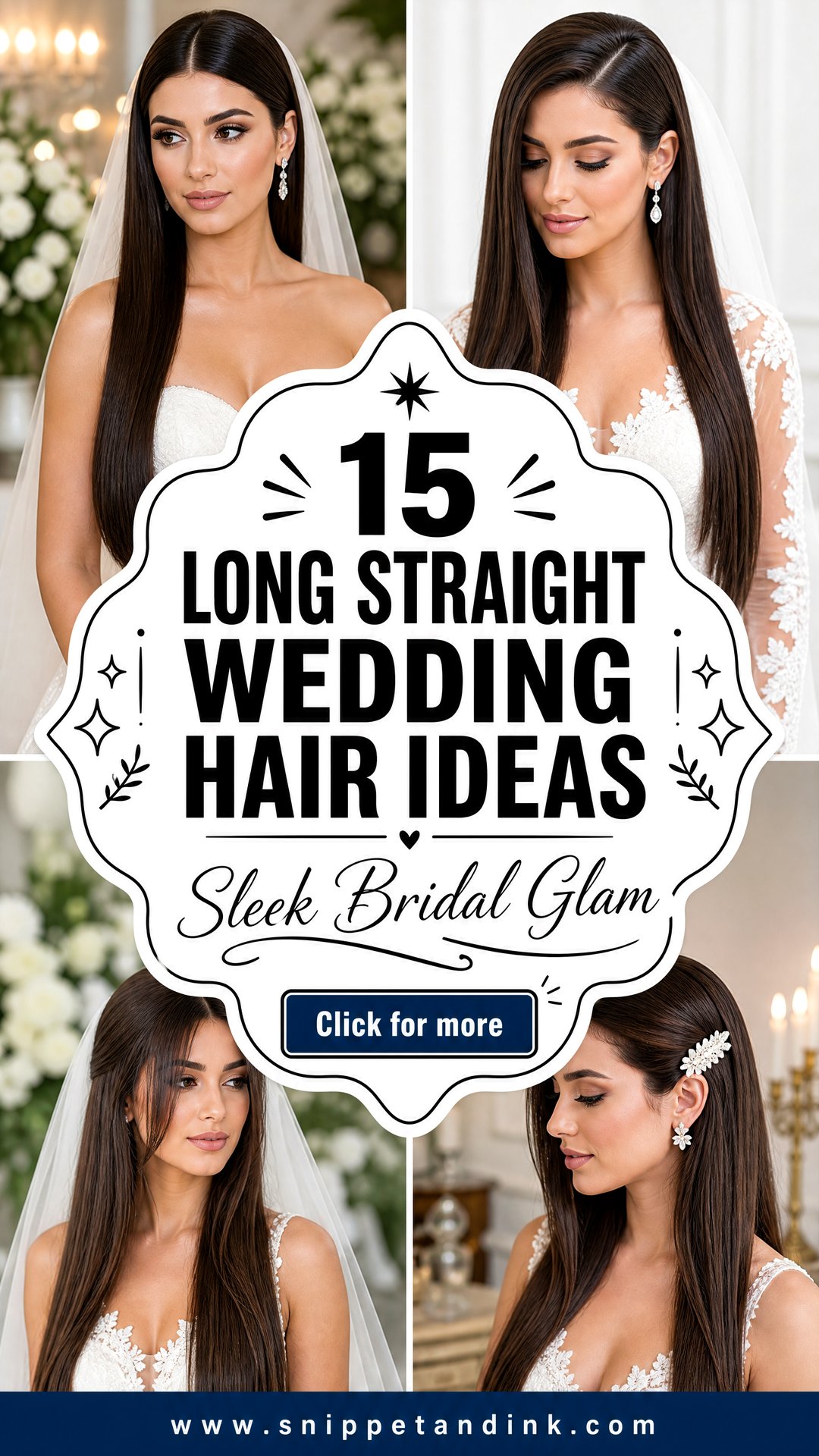 15 Long Straight Wedding Hair Ideas for Sleek Bridal Glam - 15 Long Straight Wedding Hair Ideas for Sleek Bridal Glam
