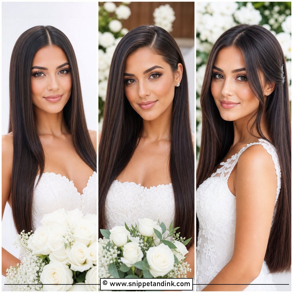 15 Long Straight Wedding Hair Ideas for Sleek Bridal Glam