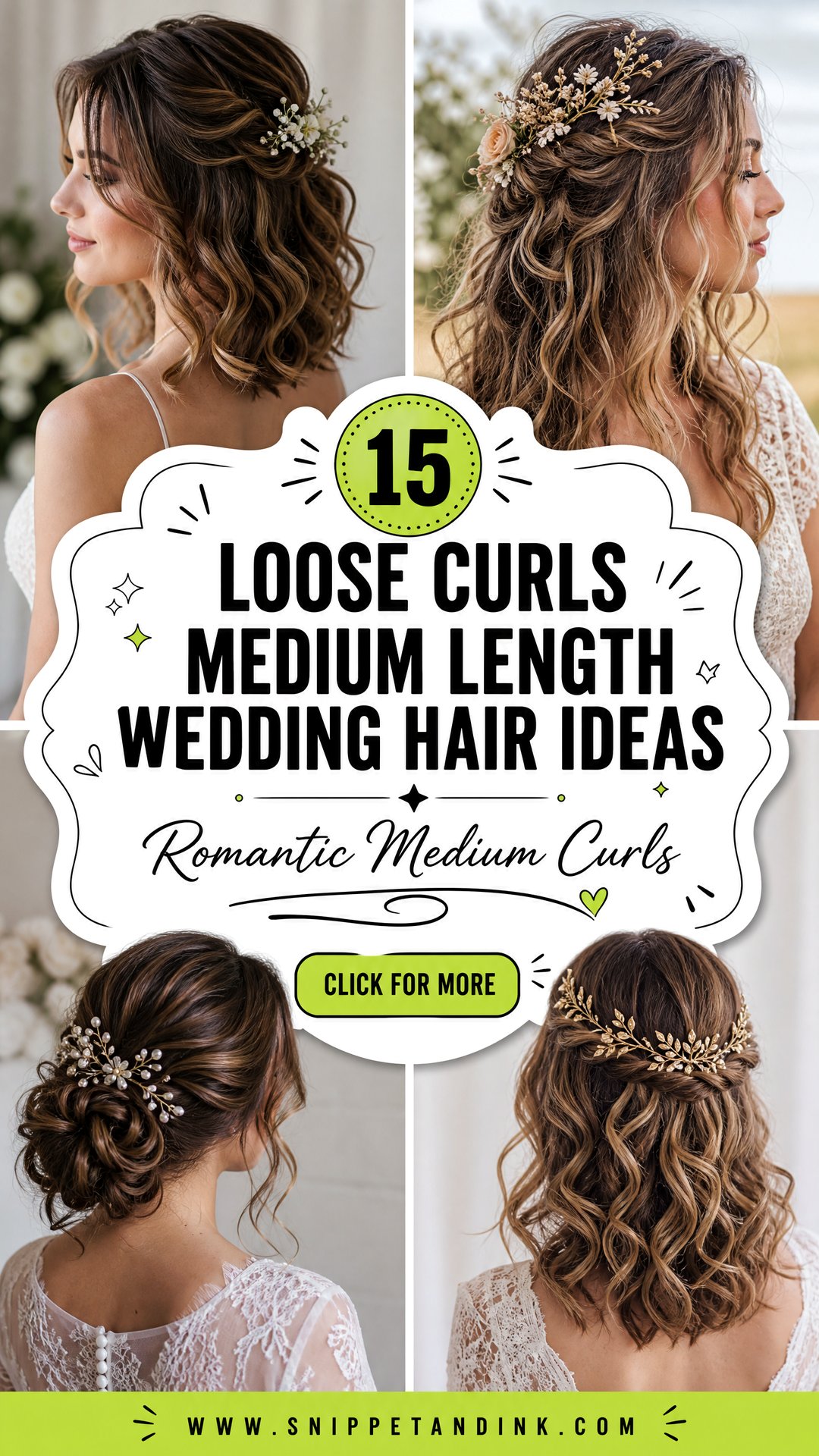 15 Loose Curls Medium Length Wedding Hair Ideas for Brides - 15 Loose Curls Medium Length Wedding Hair Ideas for Brides