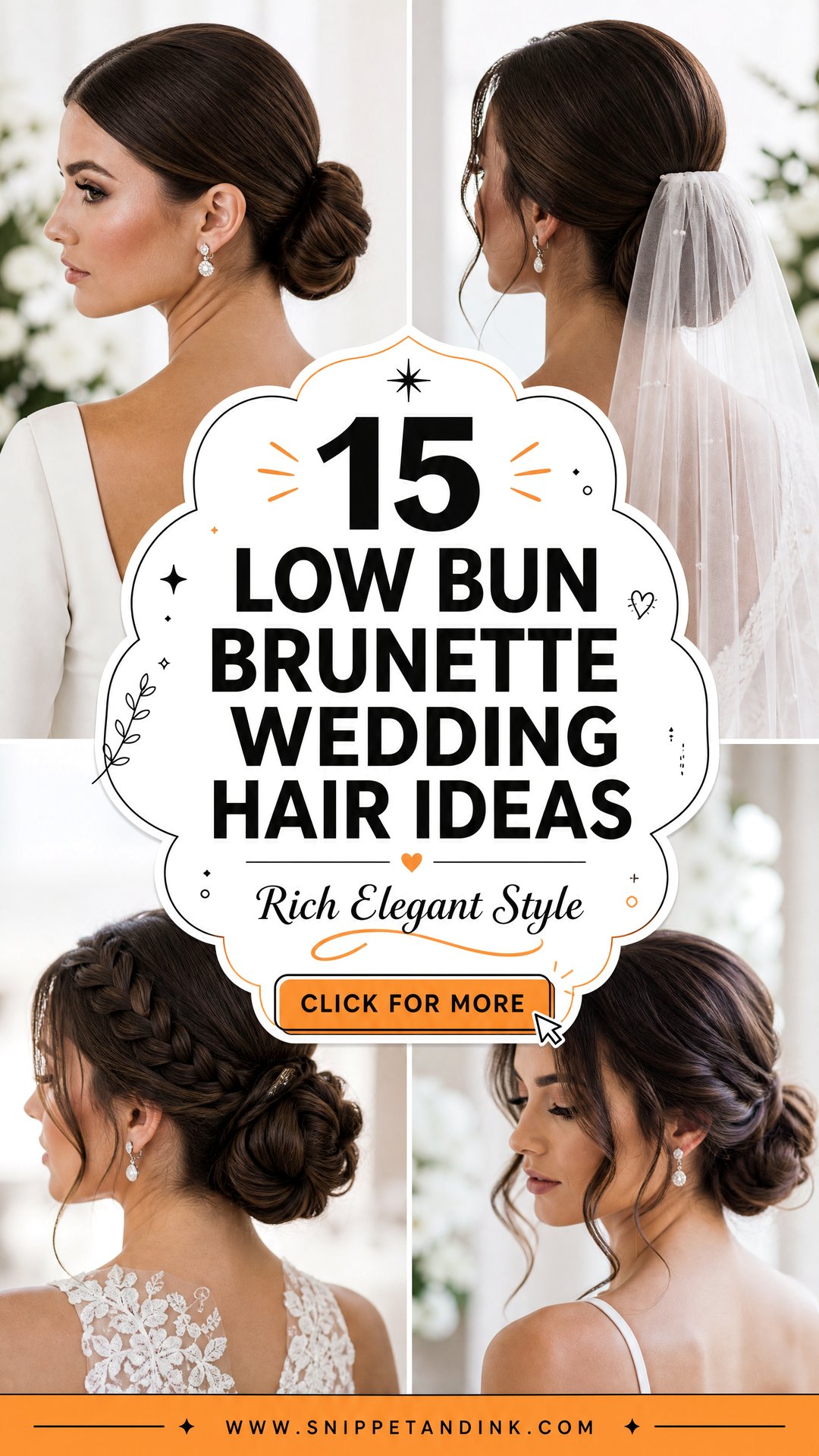 15 Low Bun Brunette Wedding Hair Ideas for Rich Elegant Style - 15 Low Bun Brunette Wedding Hair Ideas for Rich Elegant Style