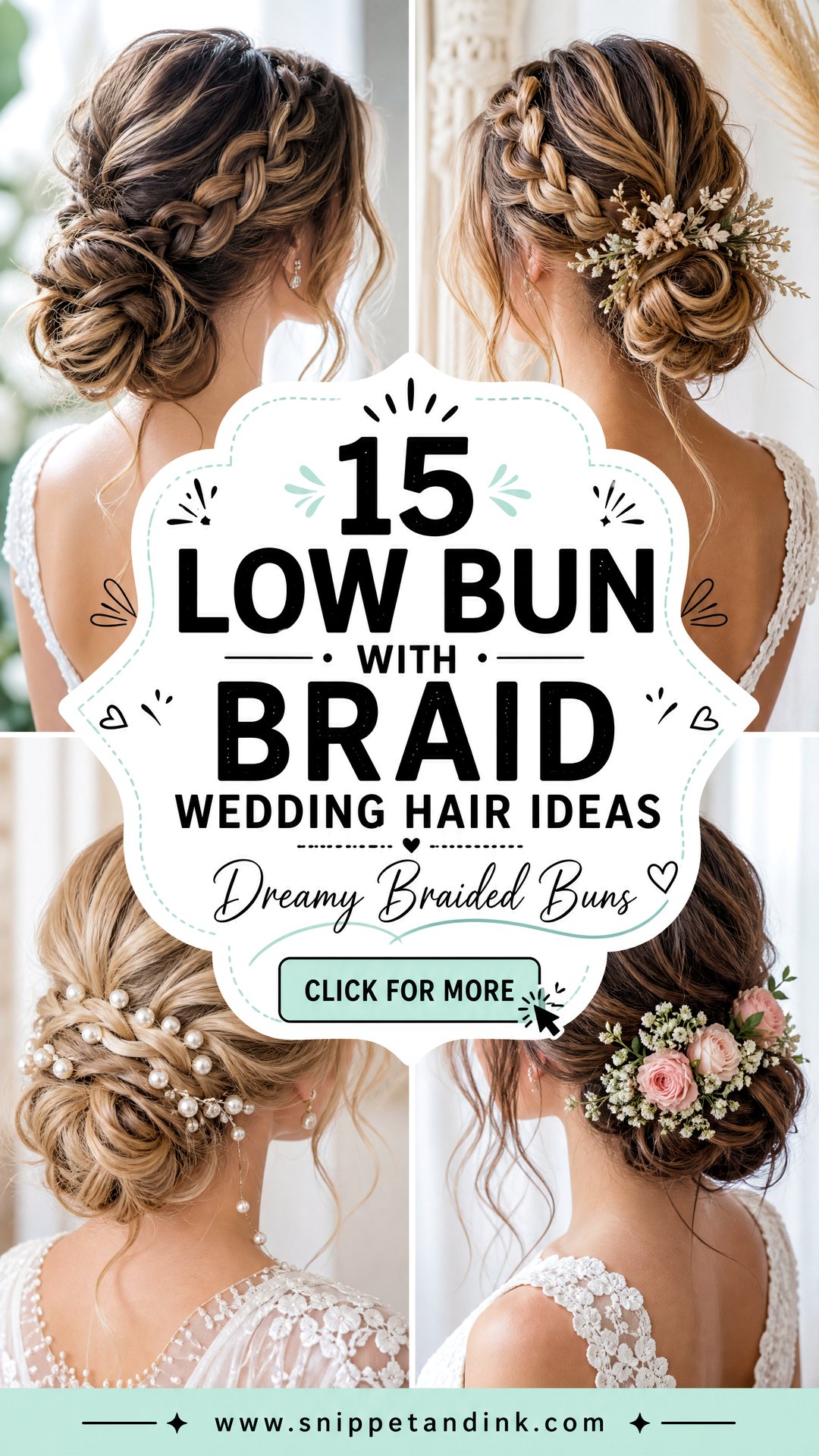 15 Low Bun with Braid Wedding Hair Ideas for Dreamy Brides - 15 Low Bun with Braid Wedding Hair Ideas for Dreamy Brides