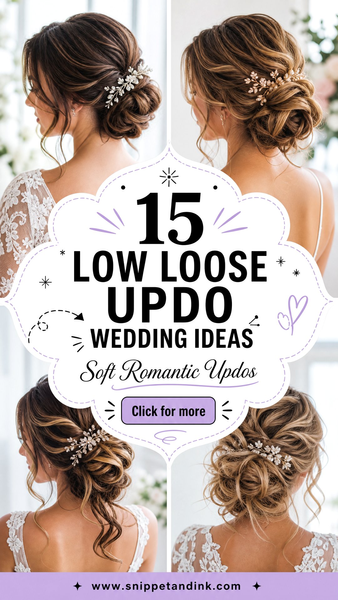 15 Low Loose Updo Wedding Ideas for Soft Romantic Brides - 15 Low Loose Updo Wedding Ideas for Soft Romantic Brides