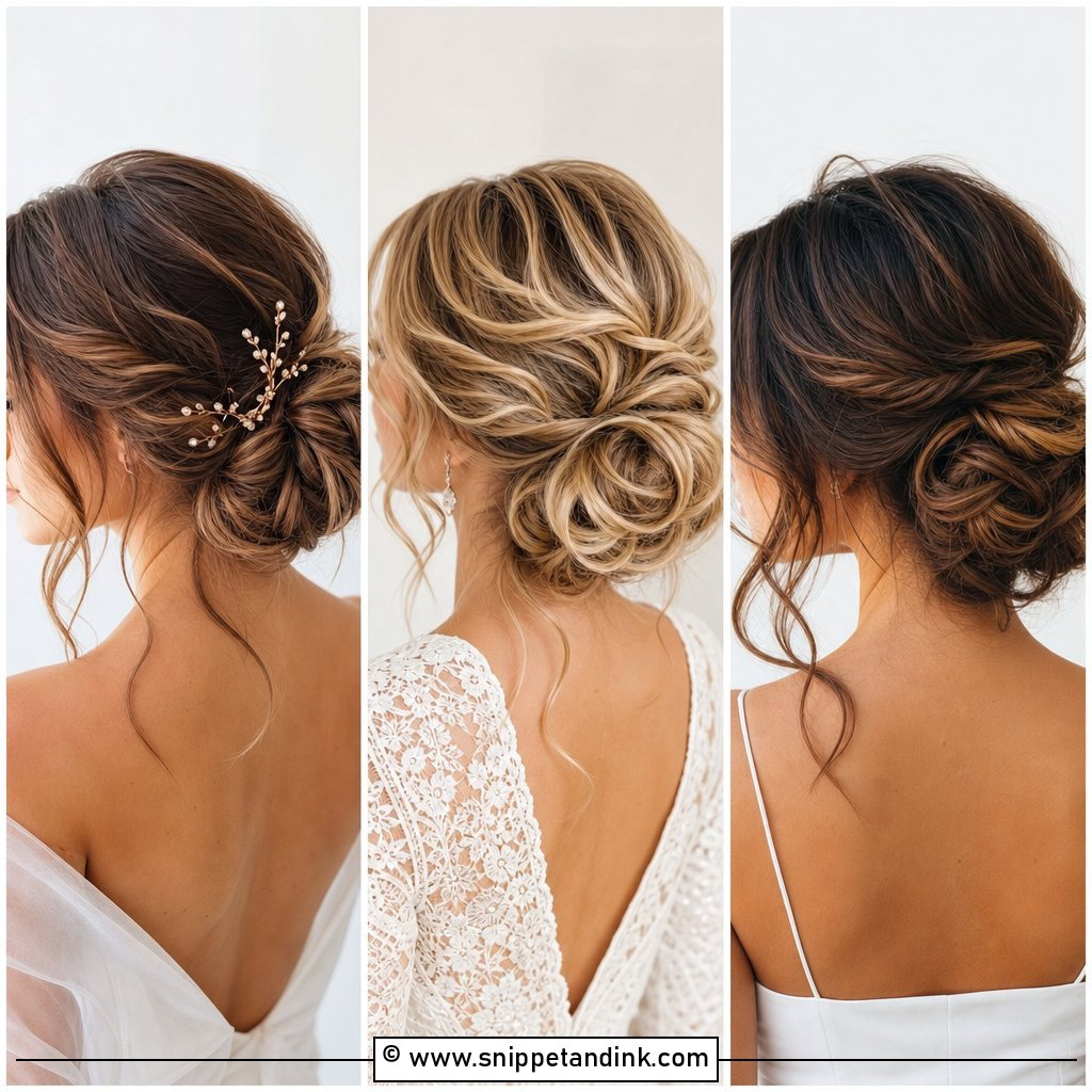 15 Low Loose Updo Wedding Ideas for Soft Romantic Brides