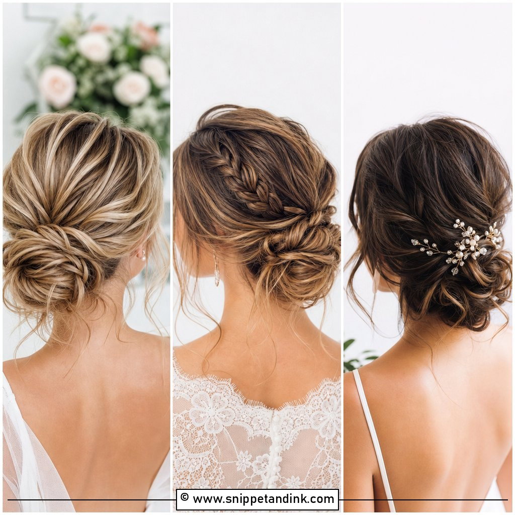 15 Low Messy Updo Wedding Ideas for Effortless Bridal Style