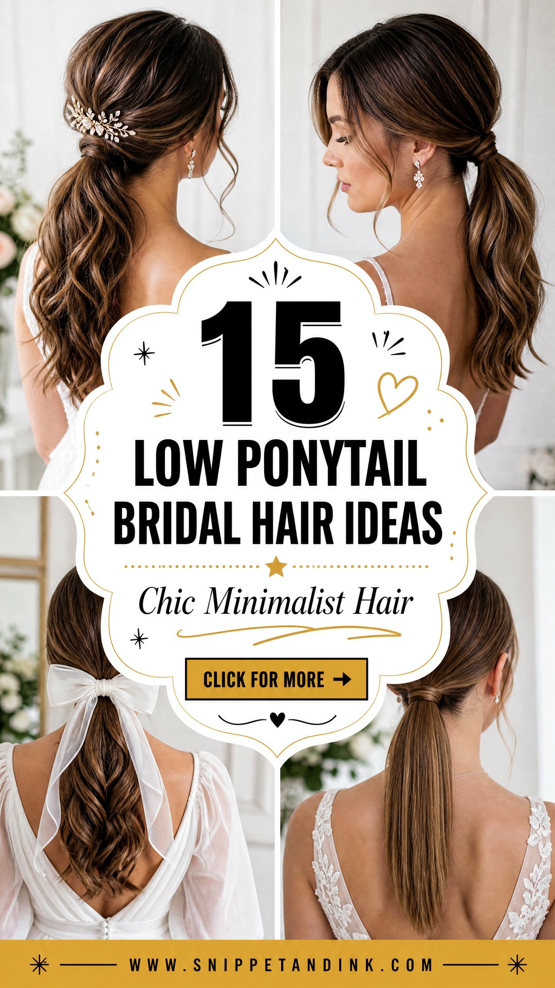 15 Low Ponytail Bridal Hair Ideas for Chic Minimalist Brides - 15 Low Ponytail Bridal Hair Ideas for Chic Minimalist Brides