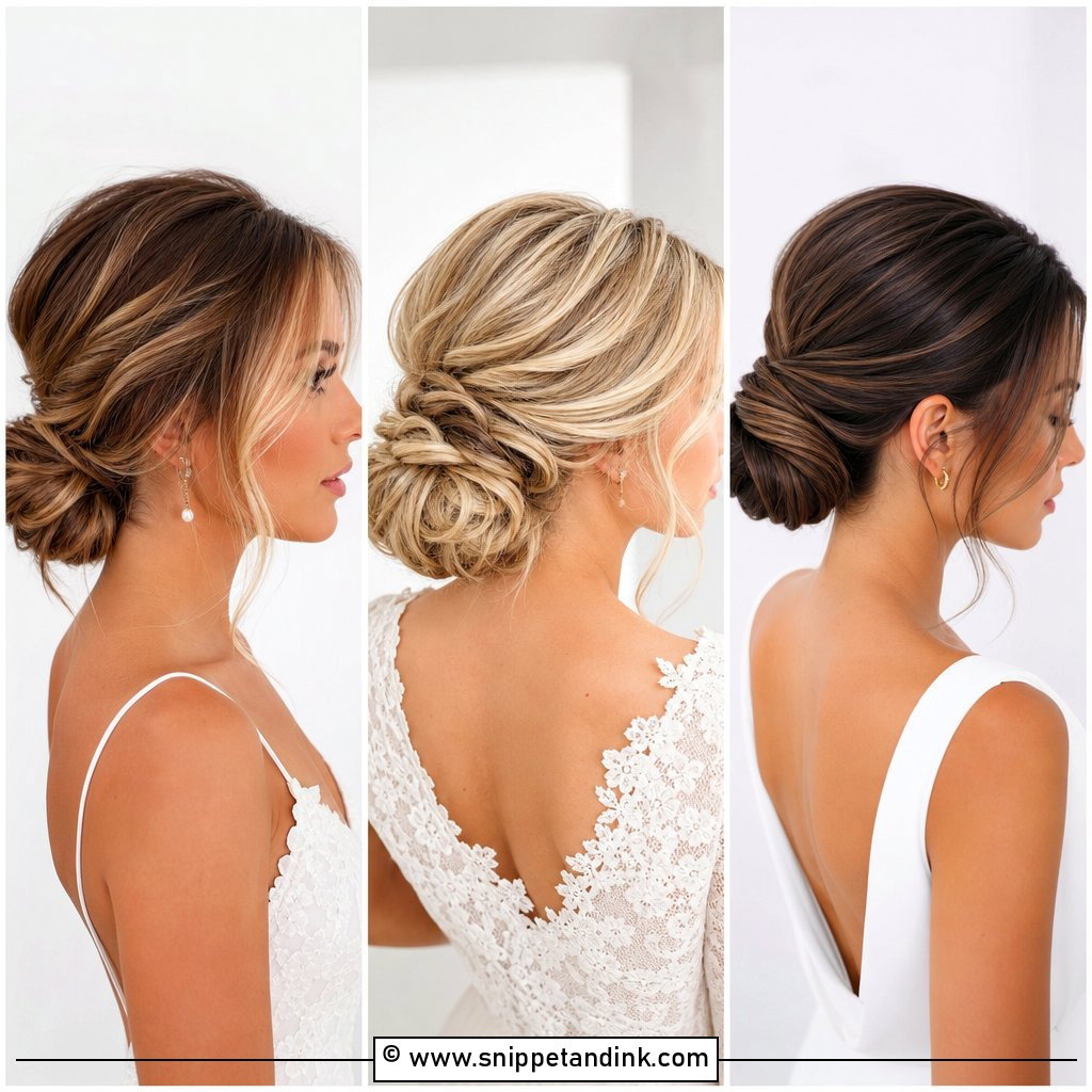 15 Low Textured Bun Wedding Hair Ideas for Romantic Brides