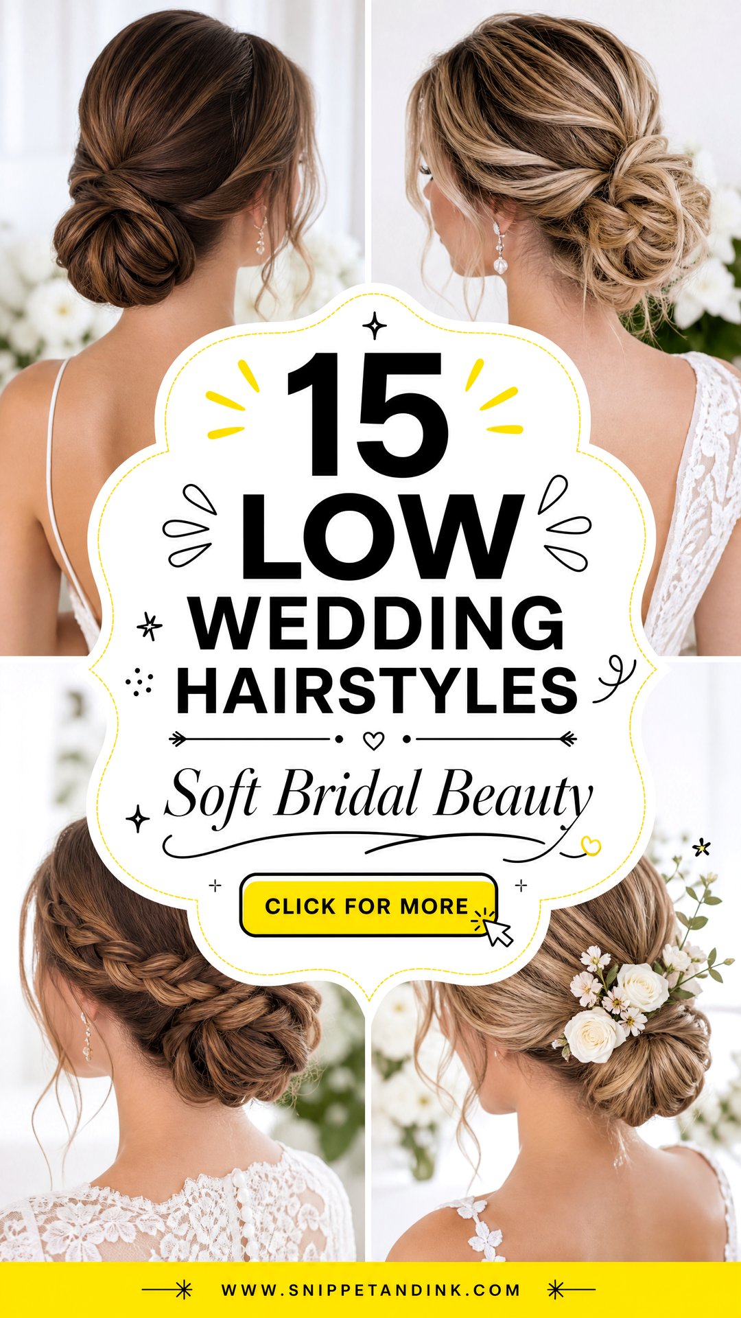 15 Low Wedding Hairstyles for Soft Elegant Bridal Beauty - 15 Low Wedding Hairstyles for Soft, Elegant Bridal Beauty
