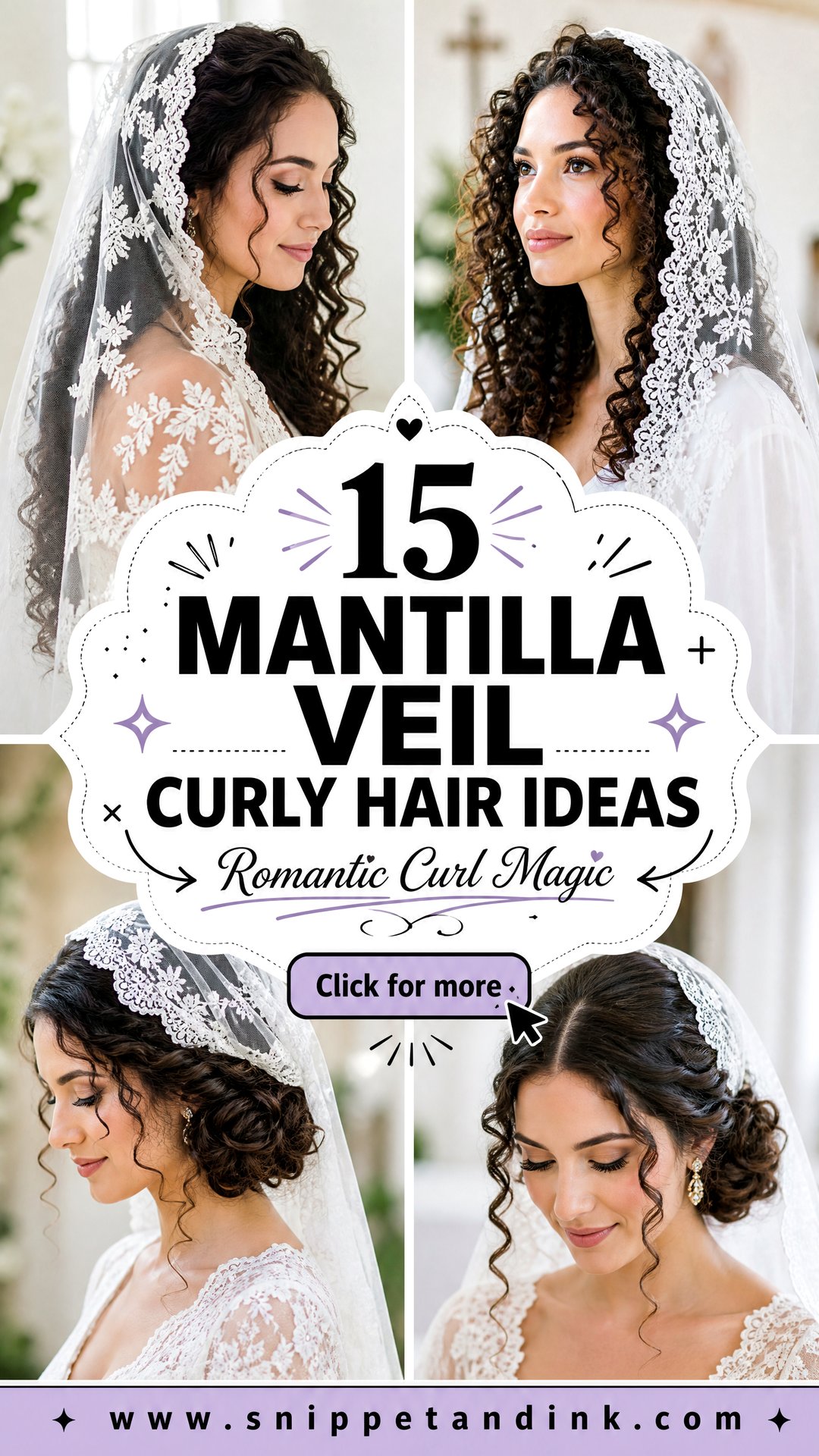 15 Mantilla Veil Curly Hair Ideas for Romantic Brides - 15 Mantilla Veil Curly Hair Ideas for Romantic Brides