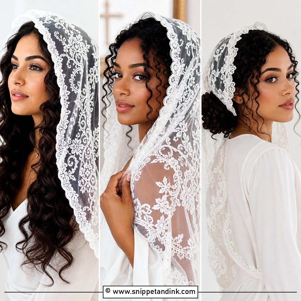 15 Mantilla Veil Curly Hair Ideas for Romantic Brides