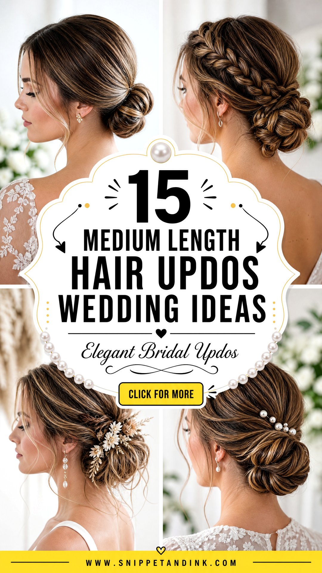 15 Medium Length Hair Updos Wedding Ideas for Brides - 15 Medium Length Hair Updos Wedding Ideas for Brides