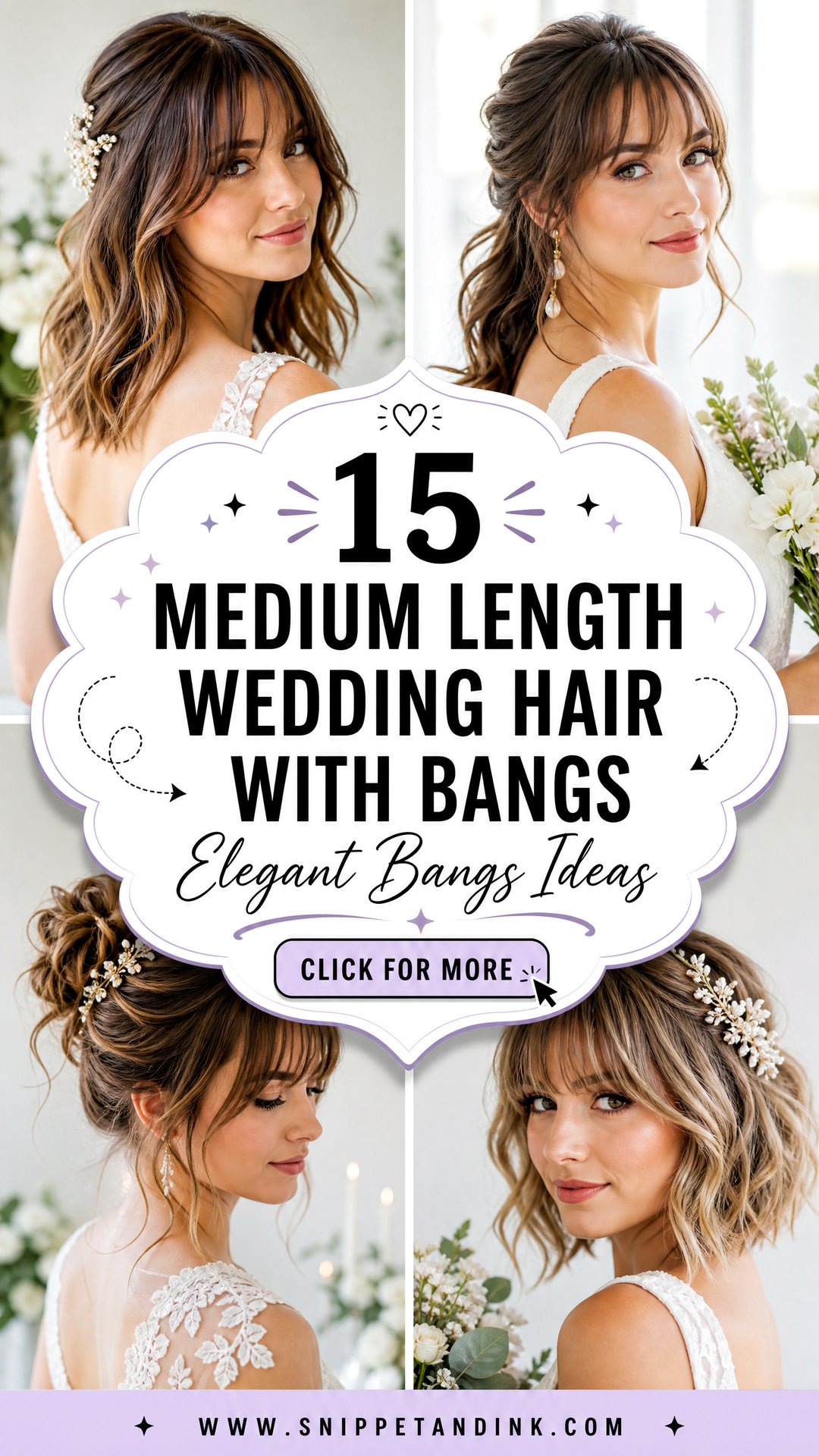 15 Medium Length Wedding Hair with Bangs Elegant Ideas - 15 Medium Length Wedding Hair with Bangs: Elegant Ideas