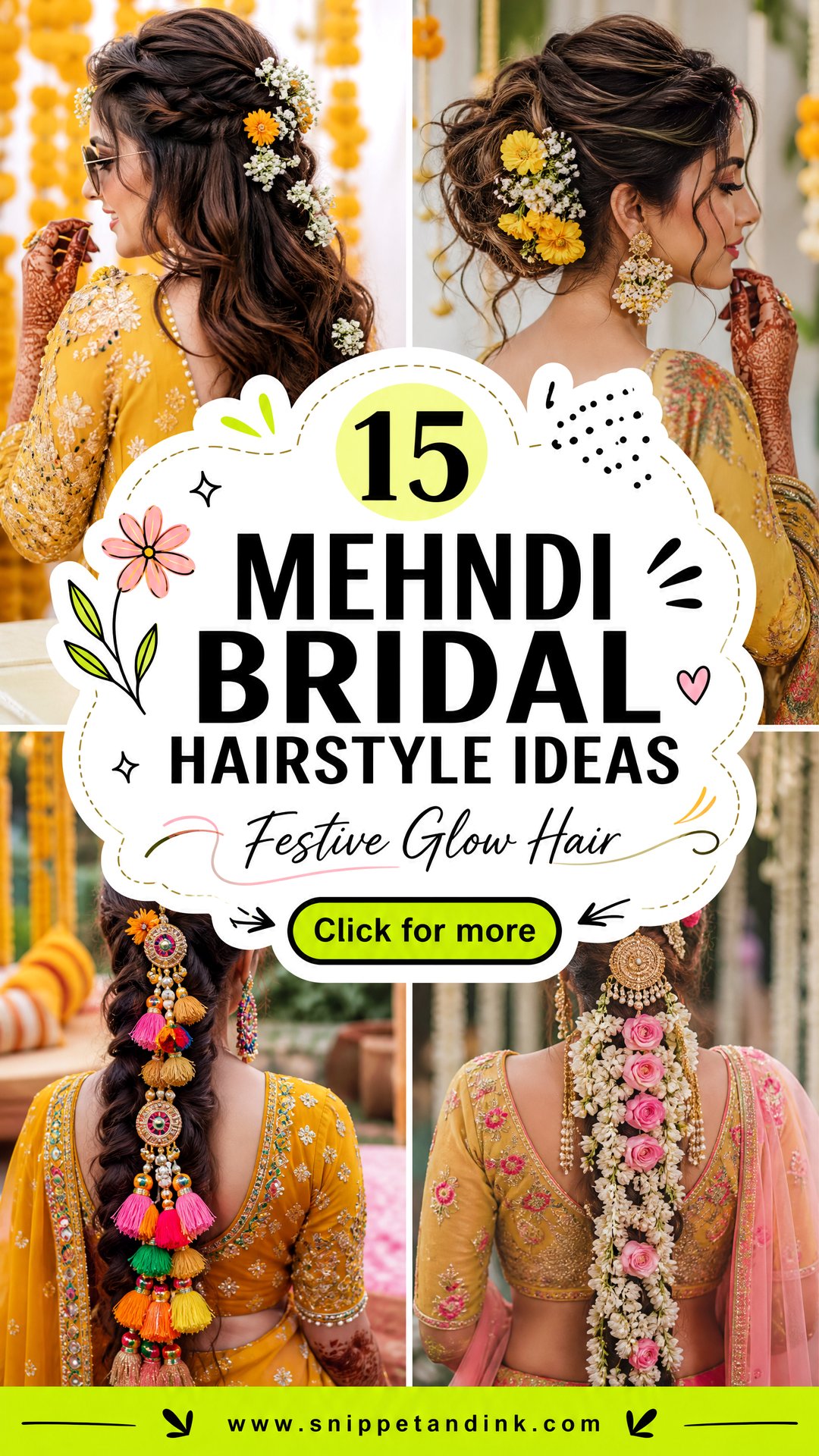 15 Mehndi Bridal Hairstyle Ideas for a Festive Glow - 15 Mehndi Bridal Hairstyle Ideas for a Festive Glow
