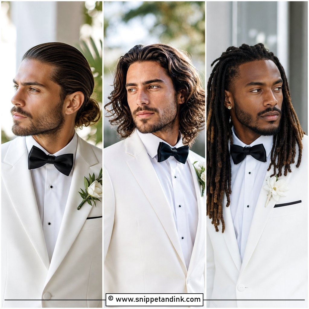 15 Men Long Hair Wedding Ideas for a Stylish Groom Look