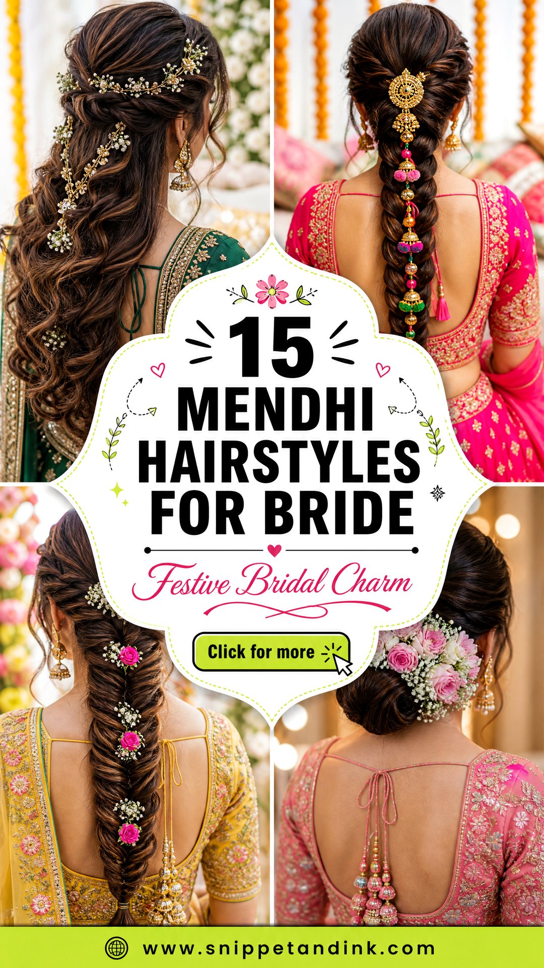 15 Mendhi Hairstyles for Bride Looks Full of Festive Charm - 15 Mendhi Hairstyles for Bride Looks Full of Festive Charm