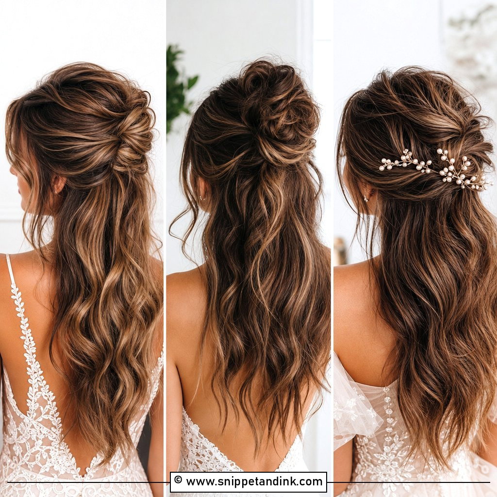 15 Messy Half-Up Wedding Hair Ideas for Romantic Brides