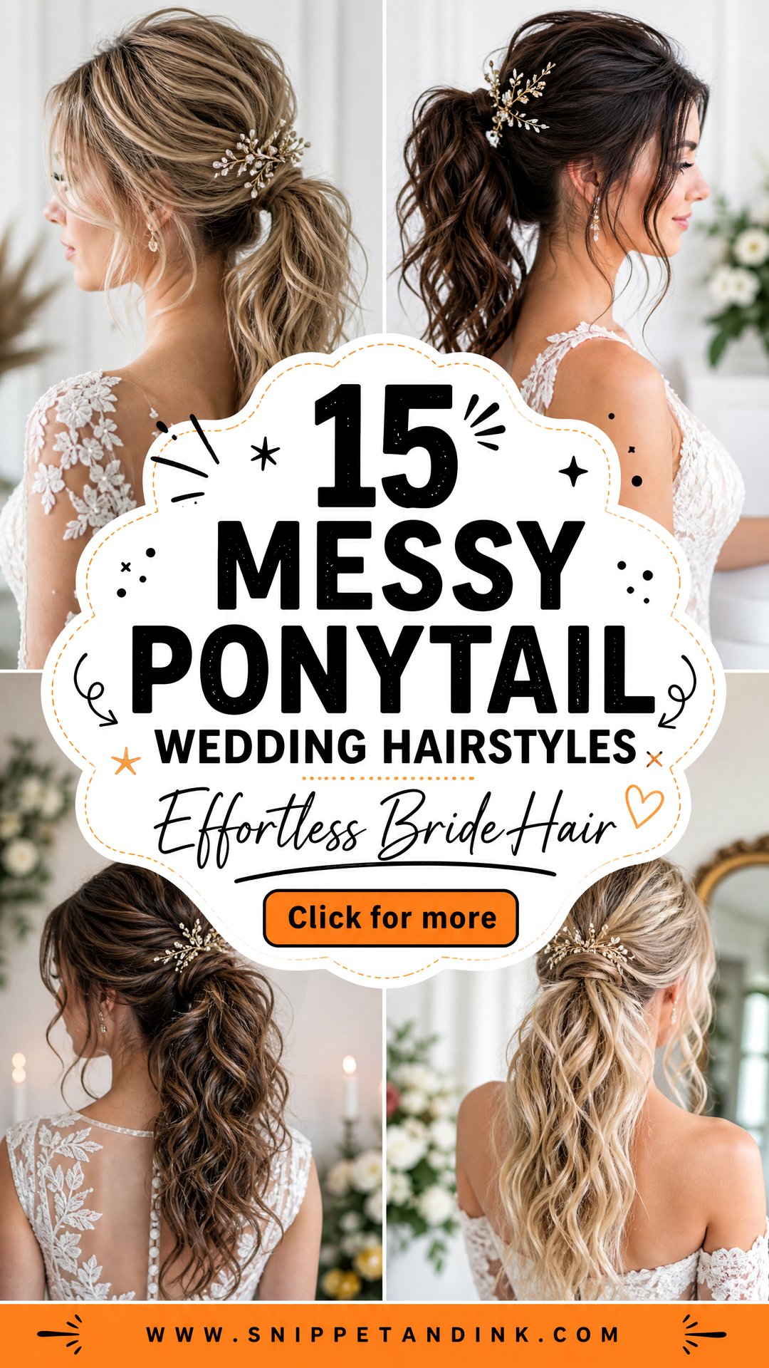 15 Messy Ponytail Wedding Hairstyles for Effortless Brides - 15 Messy Ponytail Wedding Hairstyles for Effortless Brides