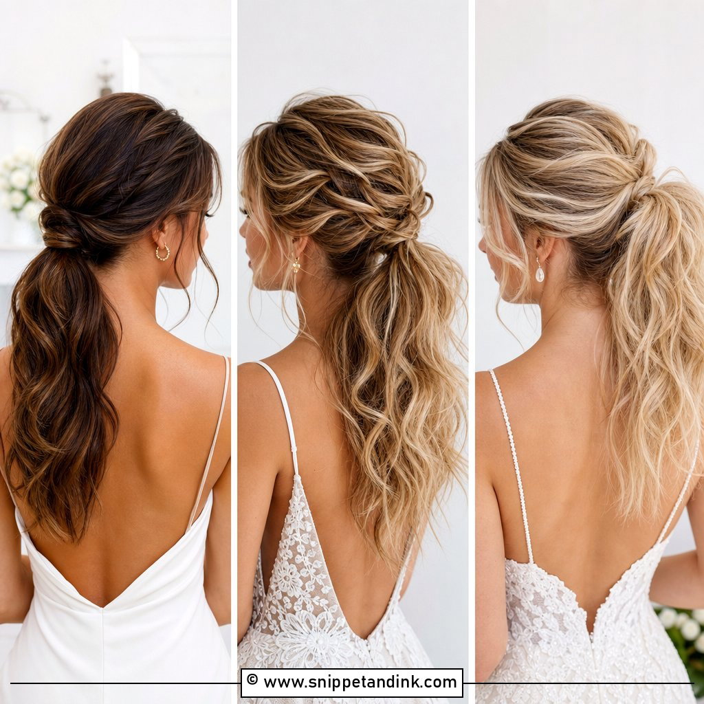 15 Messy Ponytail Wedding Hairstyles for Effortless Brides