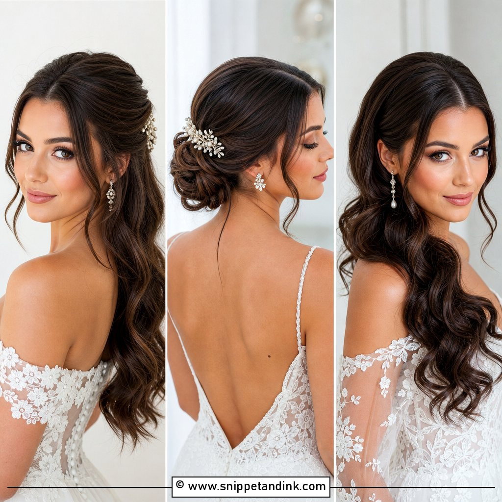 15 Middle Part Bridal Hairstyles for Sleek Modern Brides