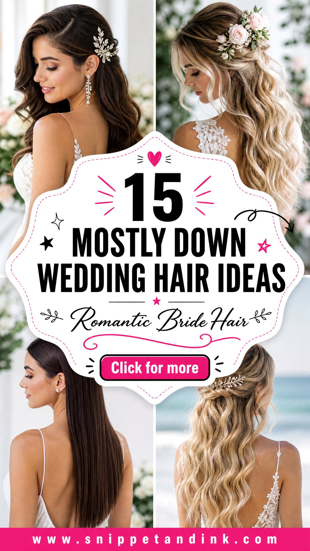15 Mostly Down Wedding Hair Ideas for Romantic Brides Today - 15 Mostly Down Wedding Hair Ideas for Romantic Brides Today