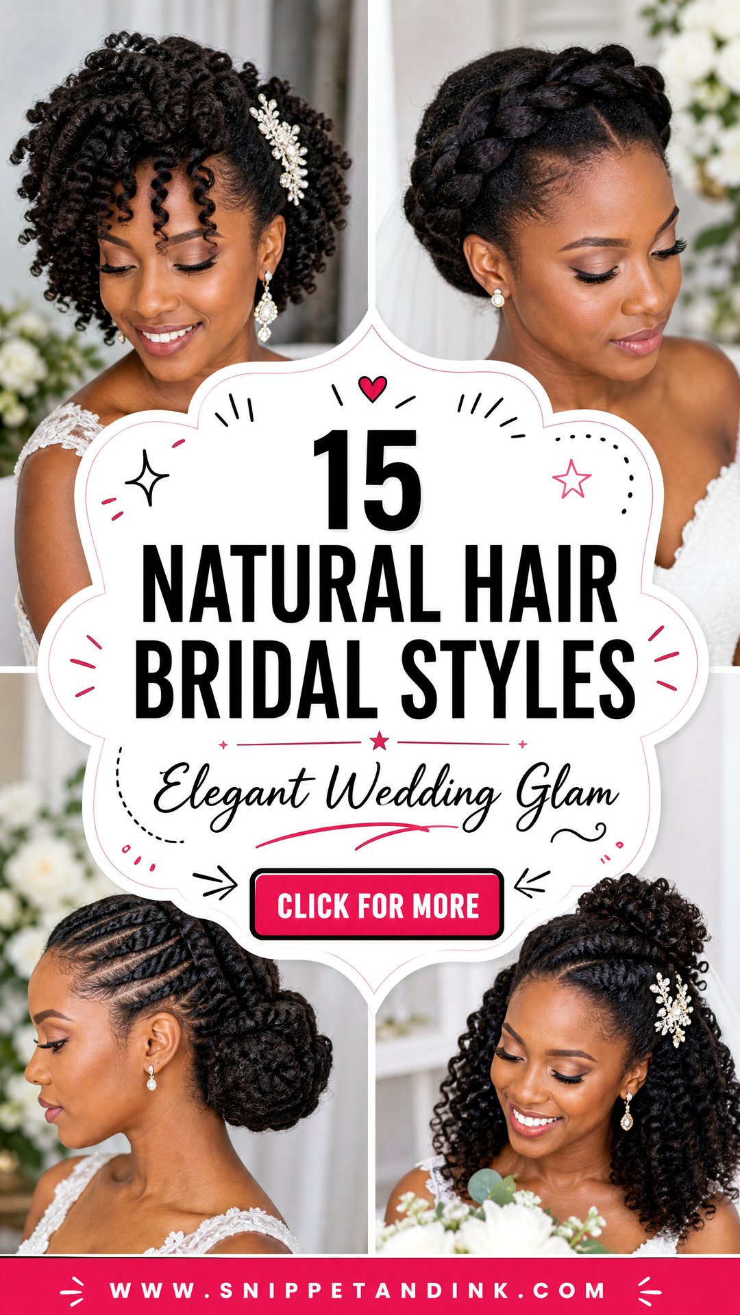 15 Natural Hair Bridal Styles for Elegant Wedding Day Glam - 15 Natural Hair Bridal Styles for Elegant Wedding Day Glam
