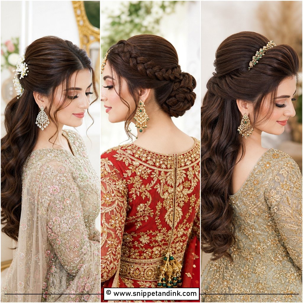15 Pakistani Walima Bride Hairstyles for Soft Reception Glam