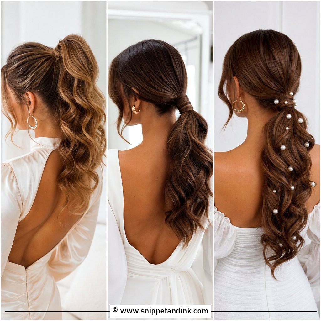 15 Party Pony Wedding Hair Ideas for Sleek Reception Glam