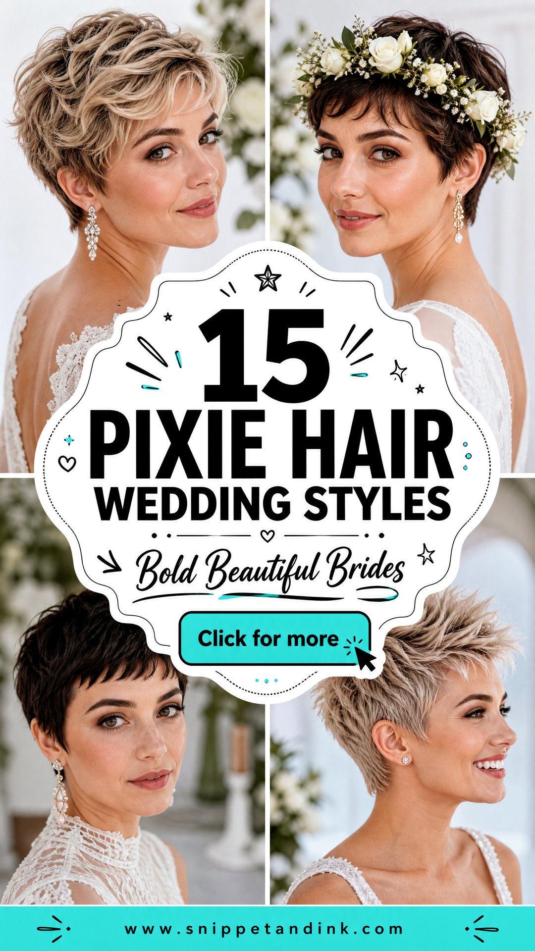 15 Pixie Hair Wedding Styles for Bold Beautiful Brides - 15 Pixie Hair Wedding Styles for Bold, Beautiful Brides