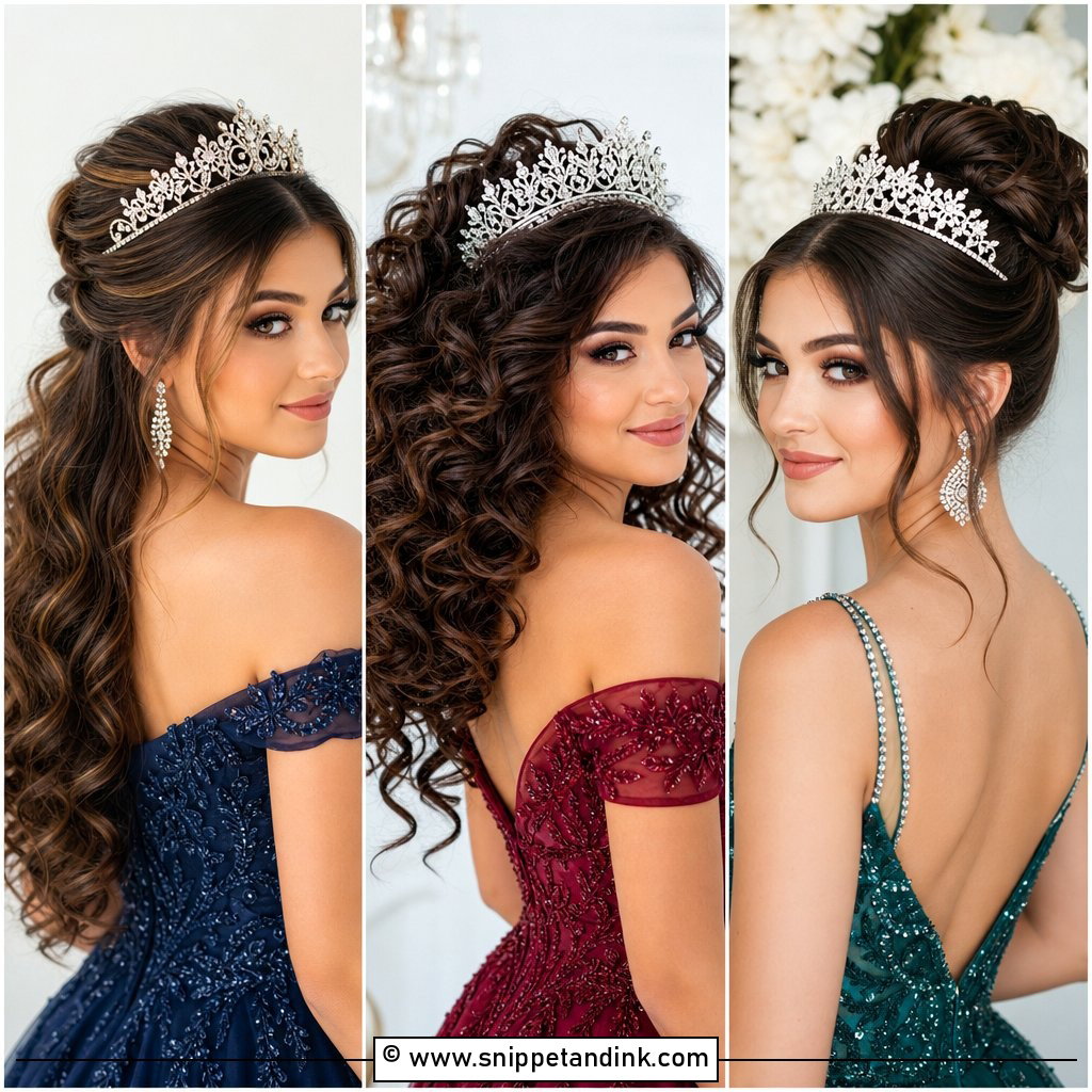 15 Prom Hairstyles with Tiara for a Sparkling Night Out