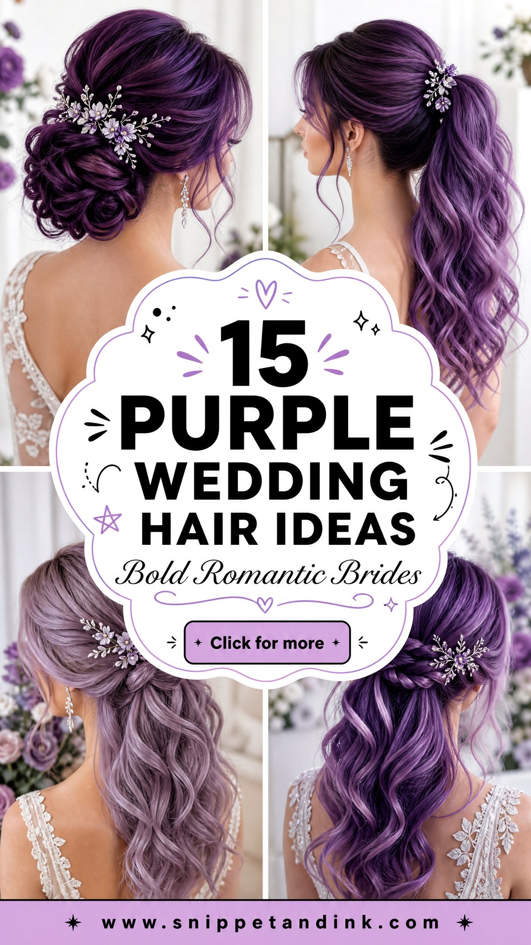 15 Purple Wedding Hair Ideas for Bold Romantic Brides - 15 Purple Wedding Hair Ideas for Bold Romantic Brides