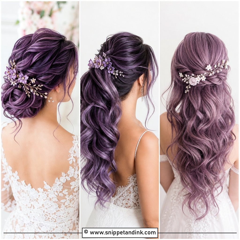 15 Purple Wedding Hair Ideas for Bold Romantic Brides
