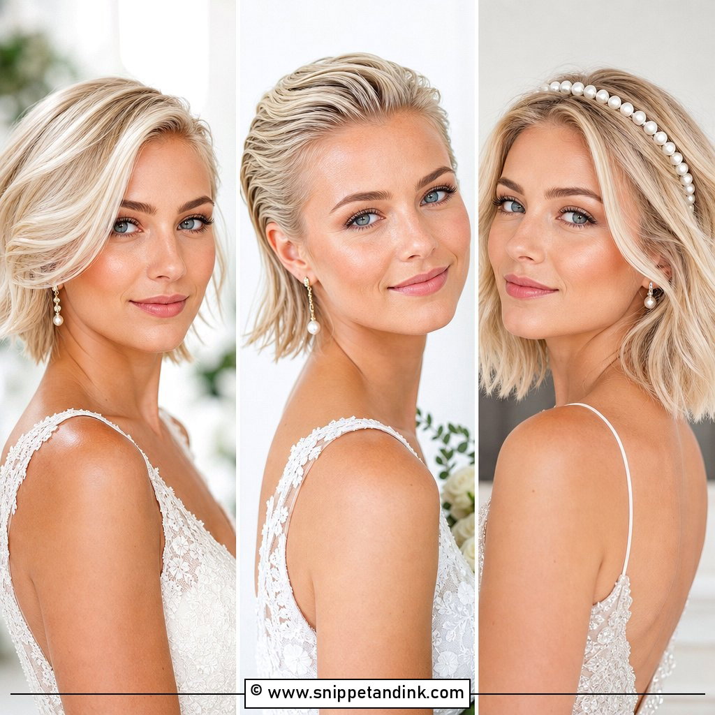 15 Short Blonde Wedding Hairstyles for Radiant Brides