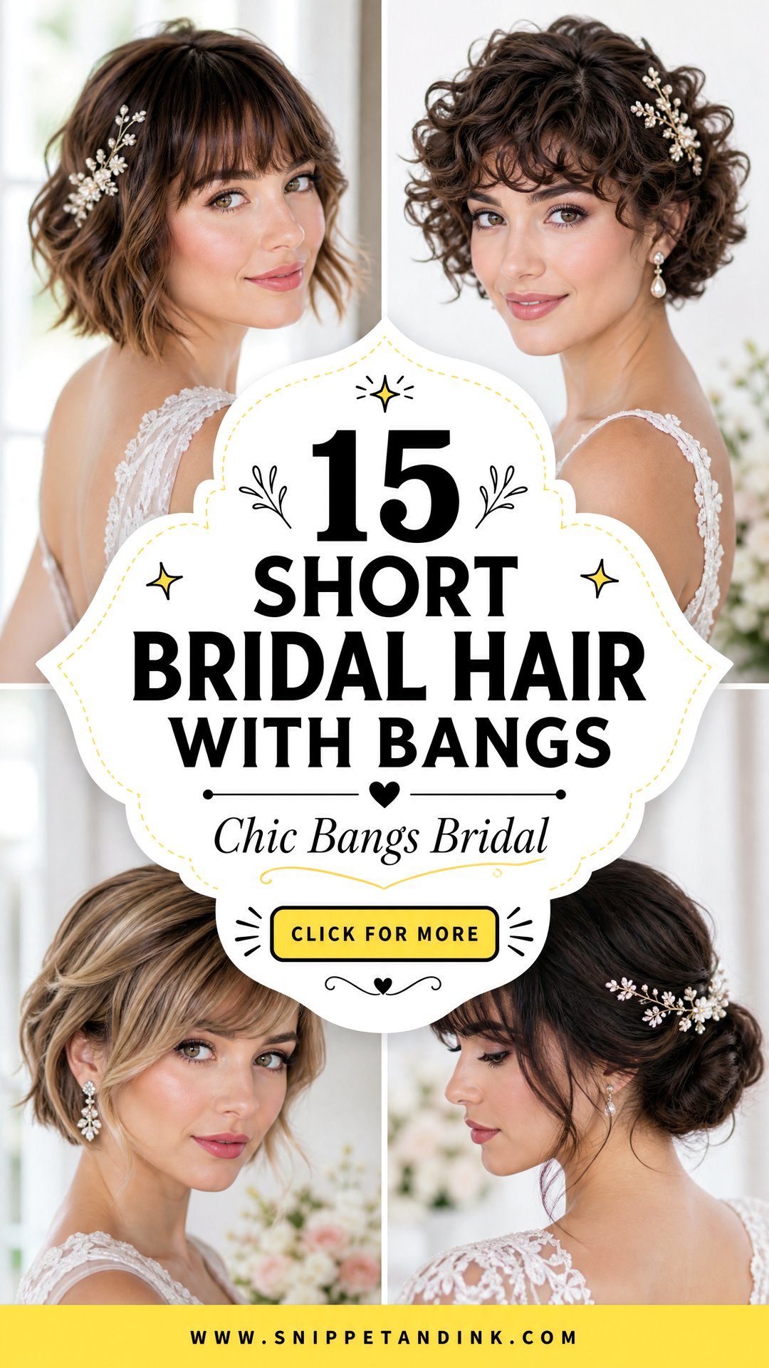 15 Short Bridal Hair with Bangs Chic Wedding Looks - 15 Short Bridal Hair with Bangs: Chic Wedding Looks